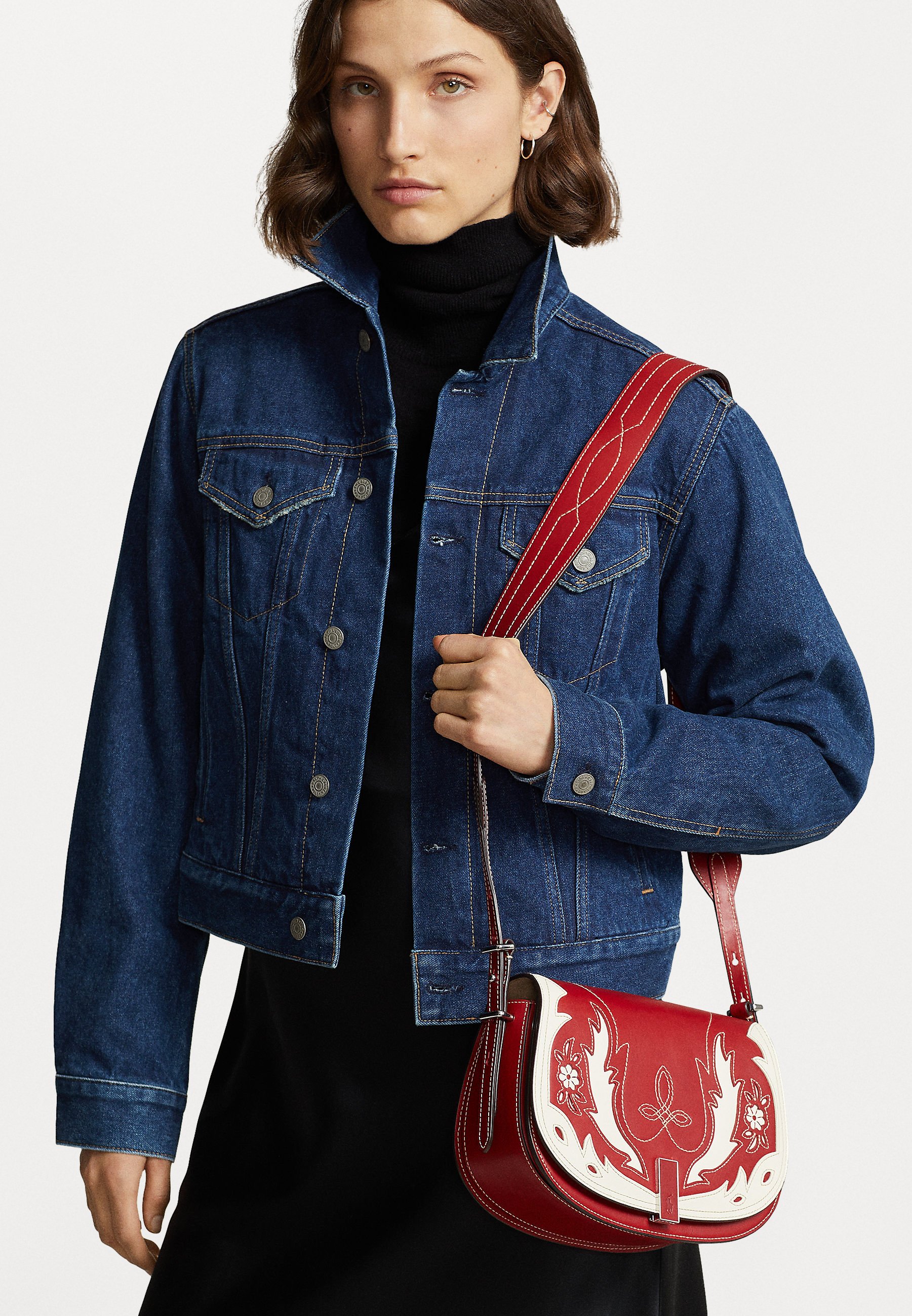 Polo Ralph Lauren SADDLE CROSSBODY MEDIUM - Across body bag - red multi/red