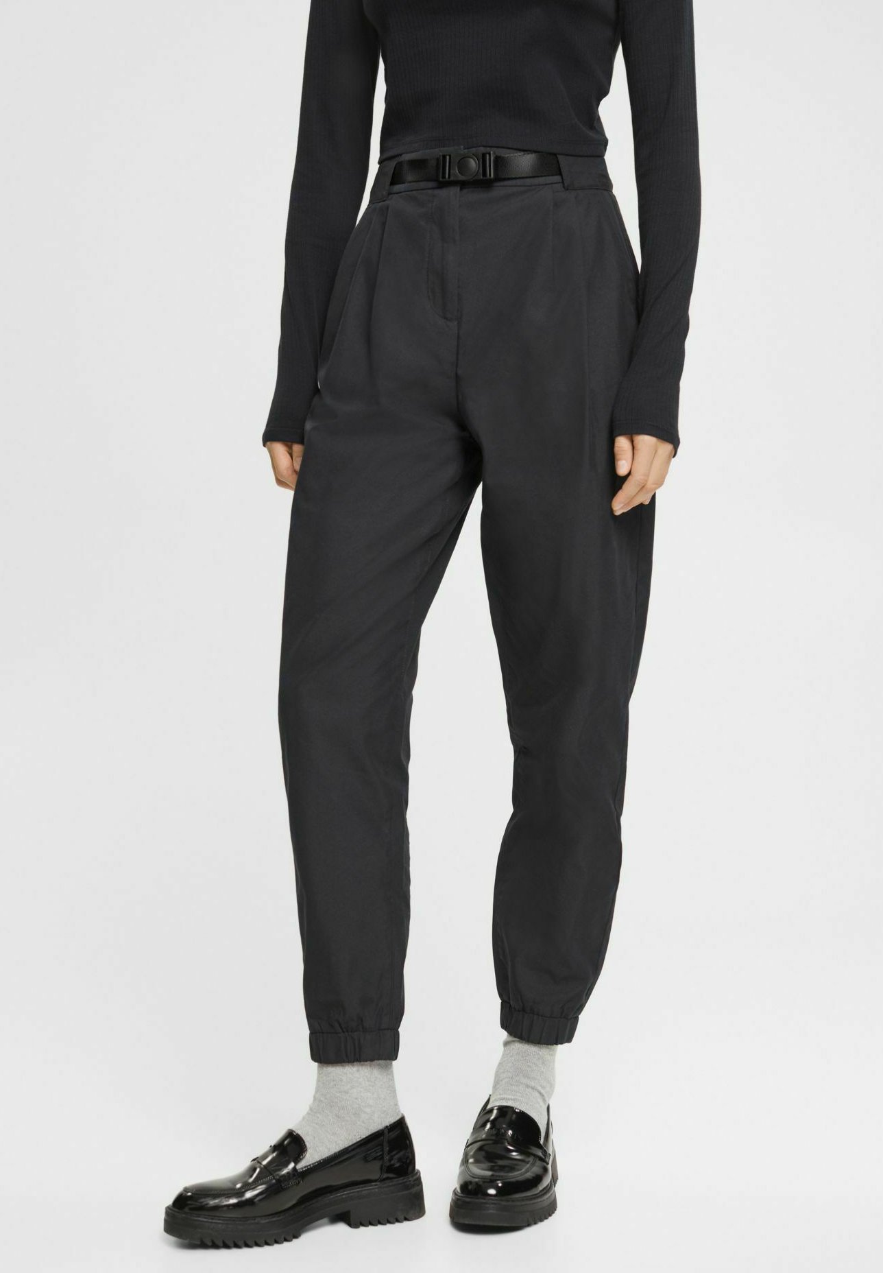 Esprit BALLOON MIT SAUM - Trousers - black