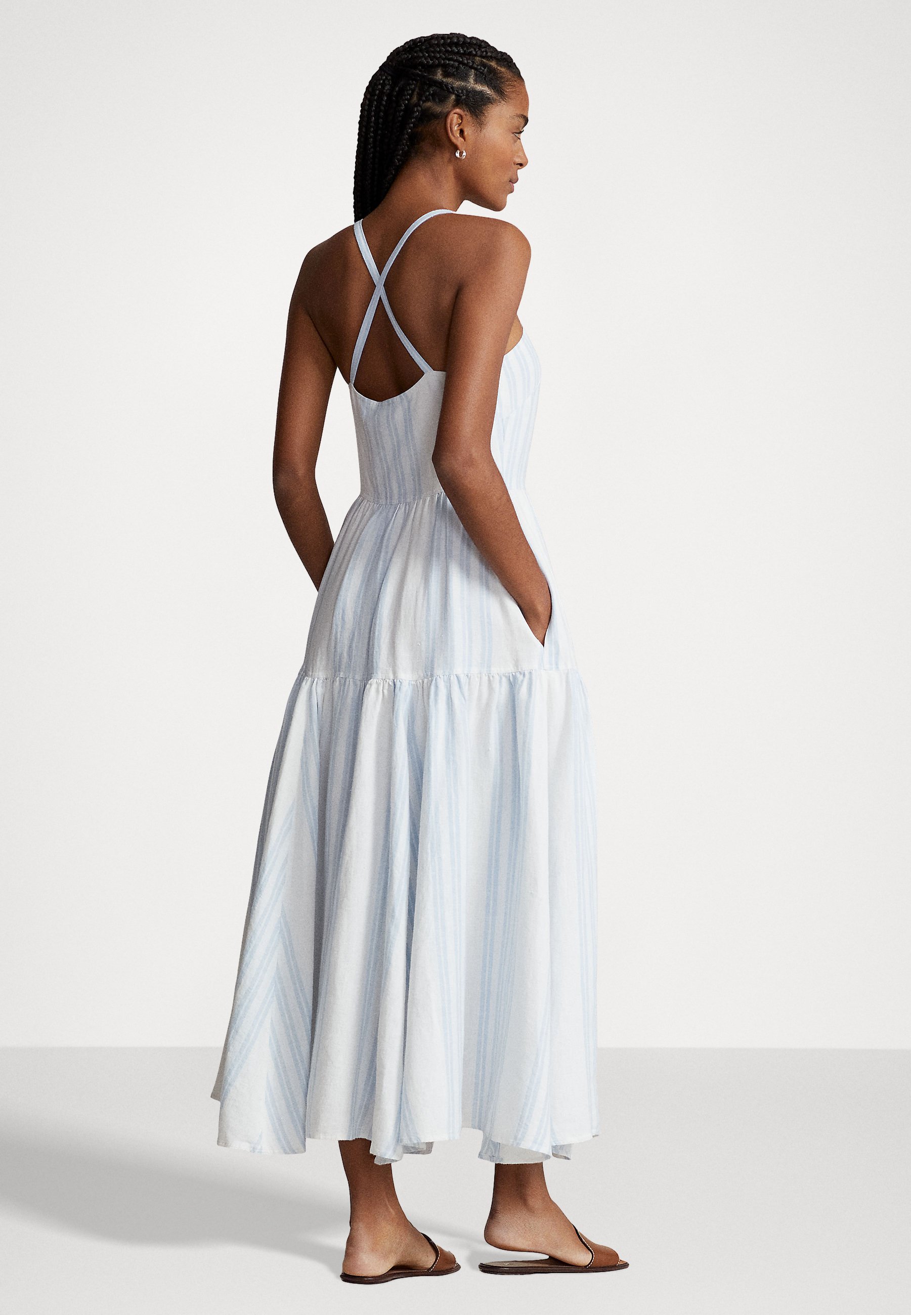 Polo Ralph Lauren SLEEVELESS DAY DRESS - Day dress - white/blue/blue