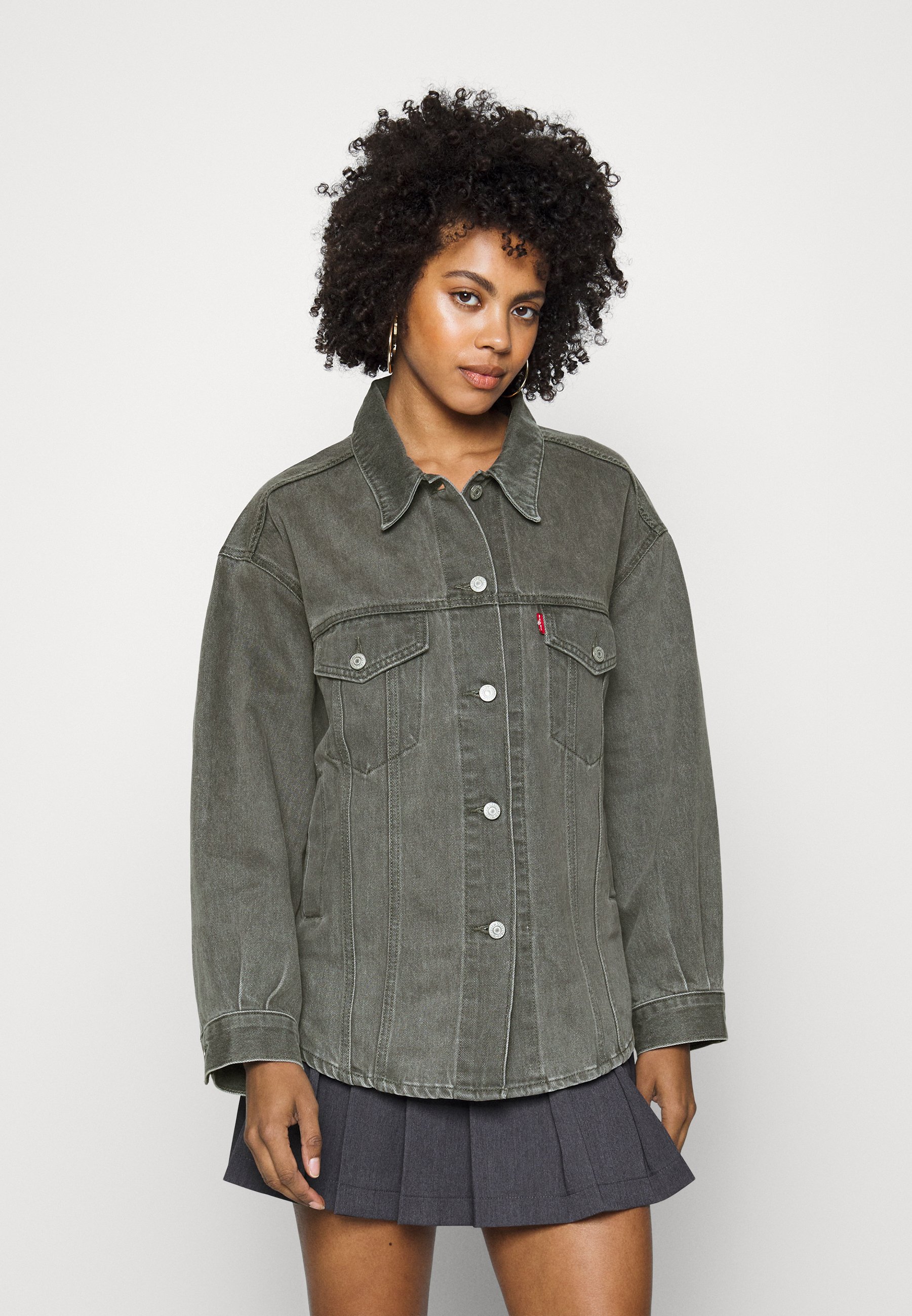Levi's® SHACKET TRUCKER - Denim jacket - black stone/mottled grey