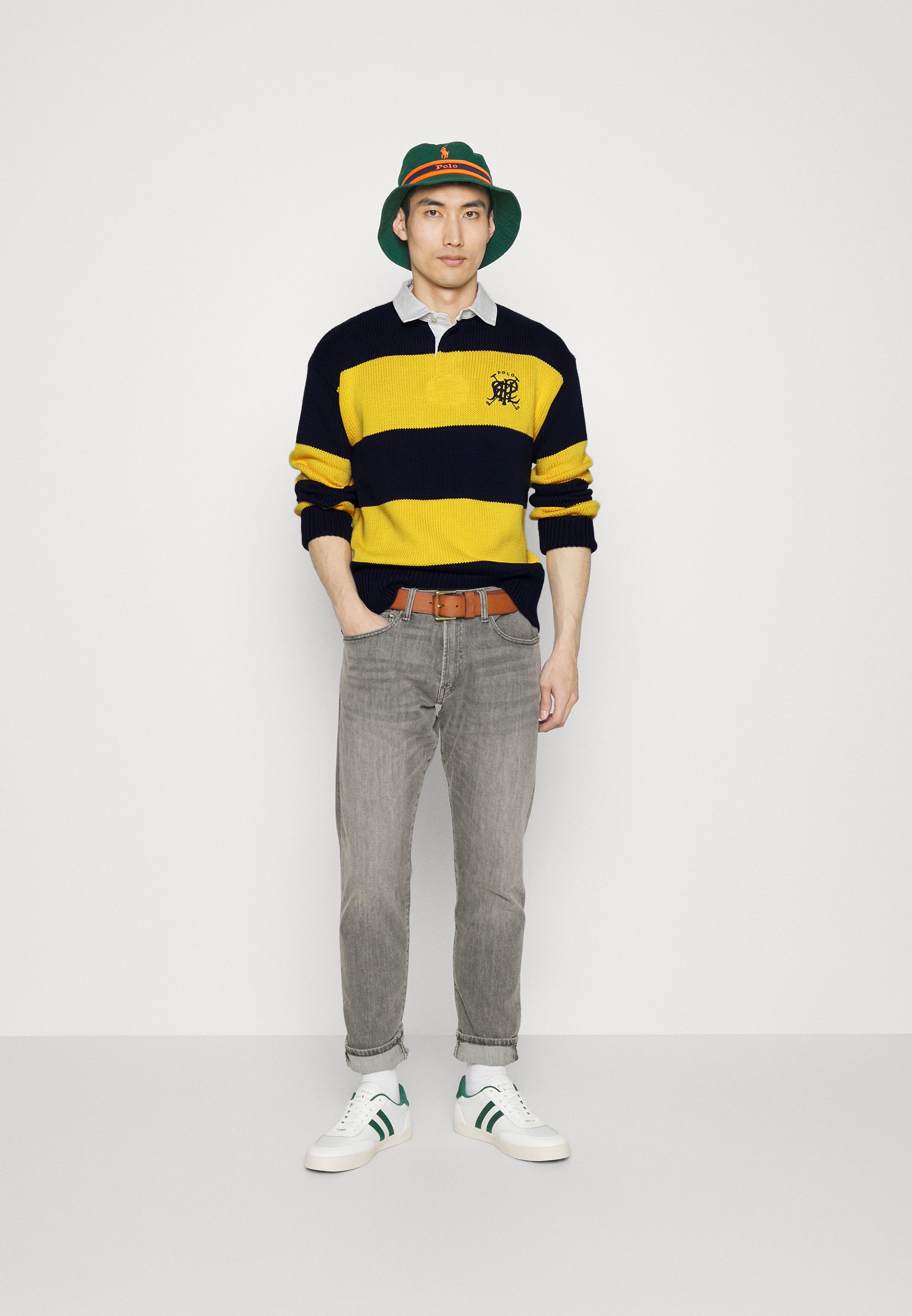 Polo Ralph Lauren CREST STRIPED COTTON RUGBY JUMPER - Jumper - navy multi/dark blue