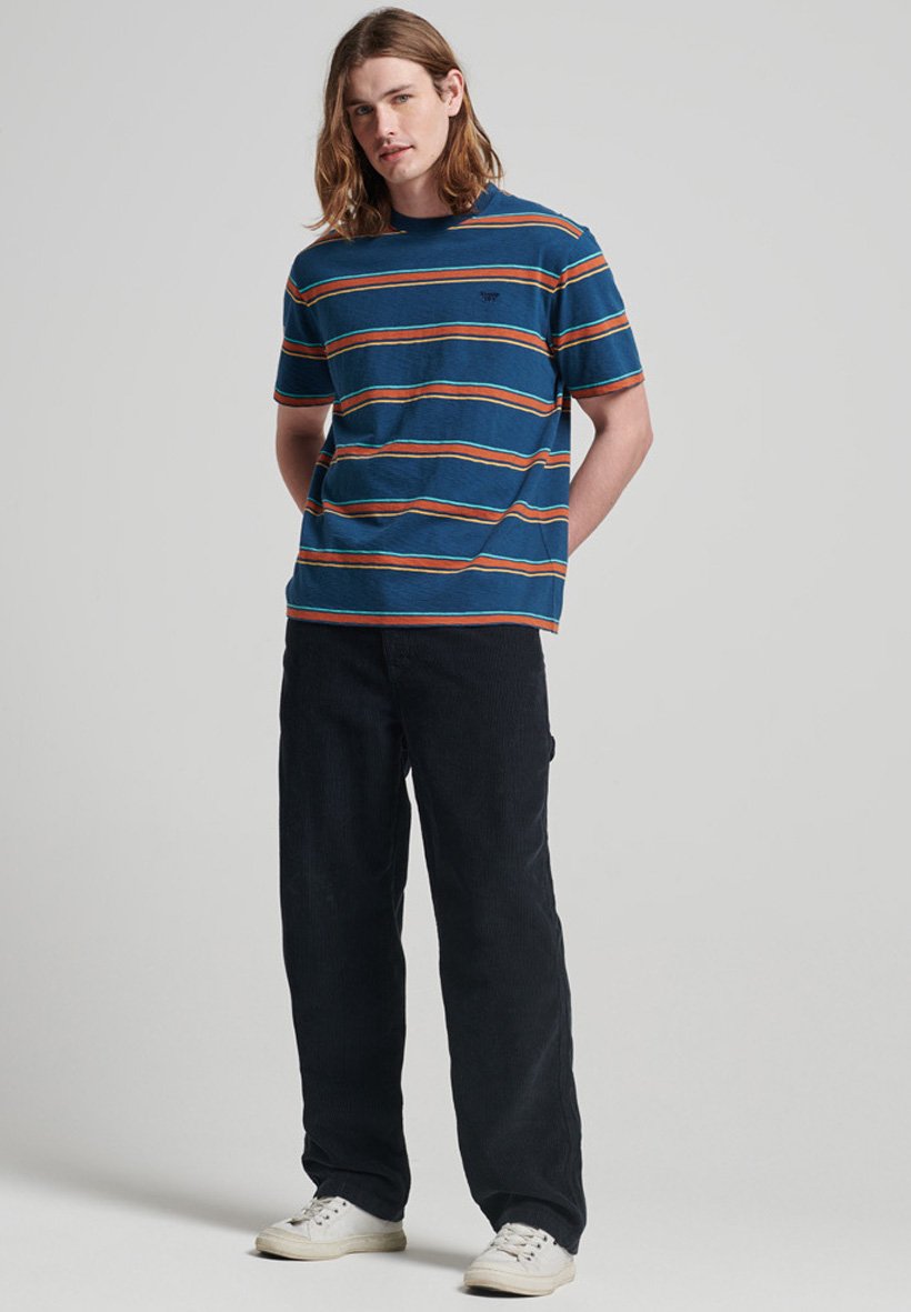 Superdry VINTAGE TEXTURED  - Print T-shirt - blue bottle stripe/blue