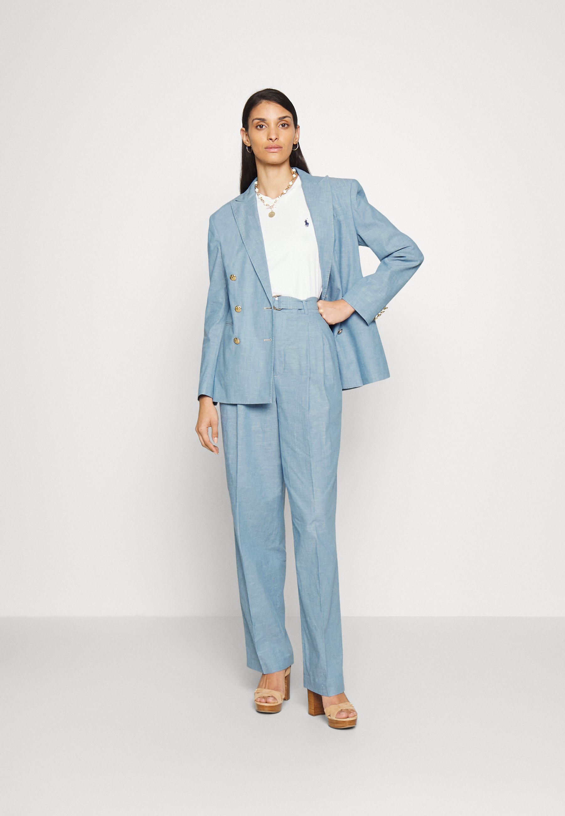 Polo Ralph Lauren FULL LENGTH PLEATED - Trousers - dark blue