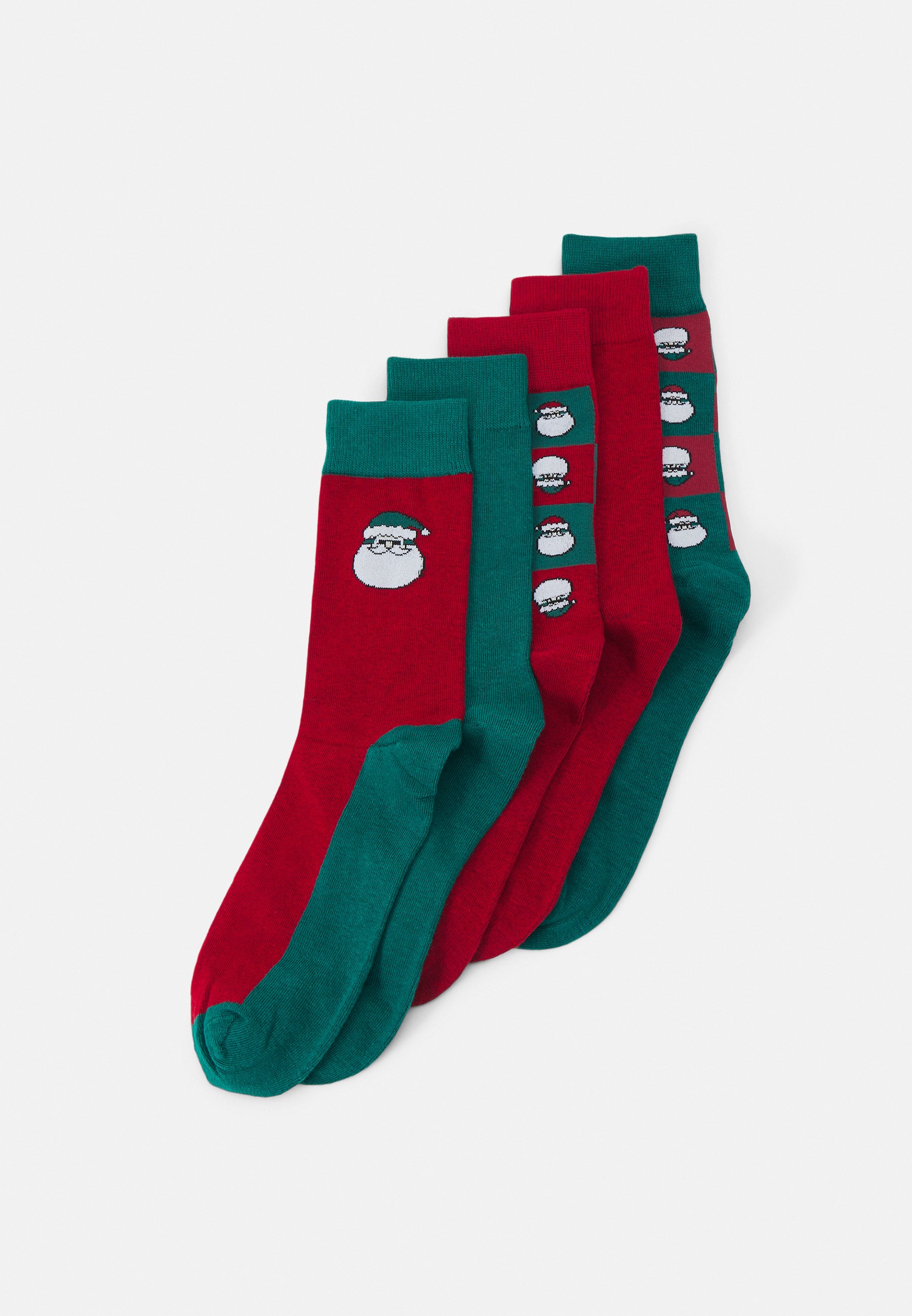 Jack &Jones JACSQUARE SANTA SOCKS 5 PACK - Socks - rio red/aventurine/dark red