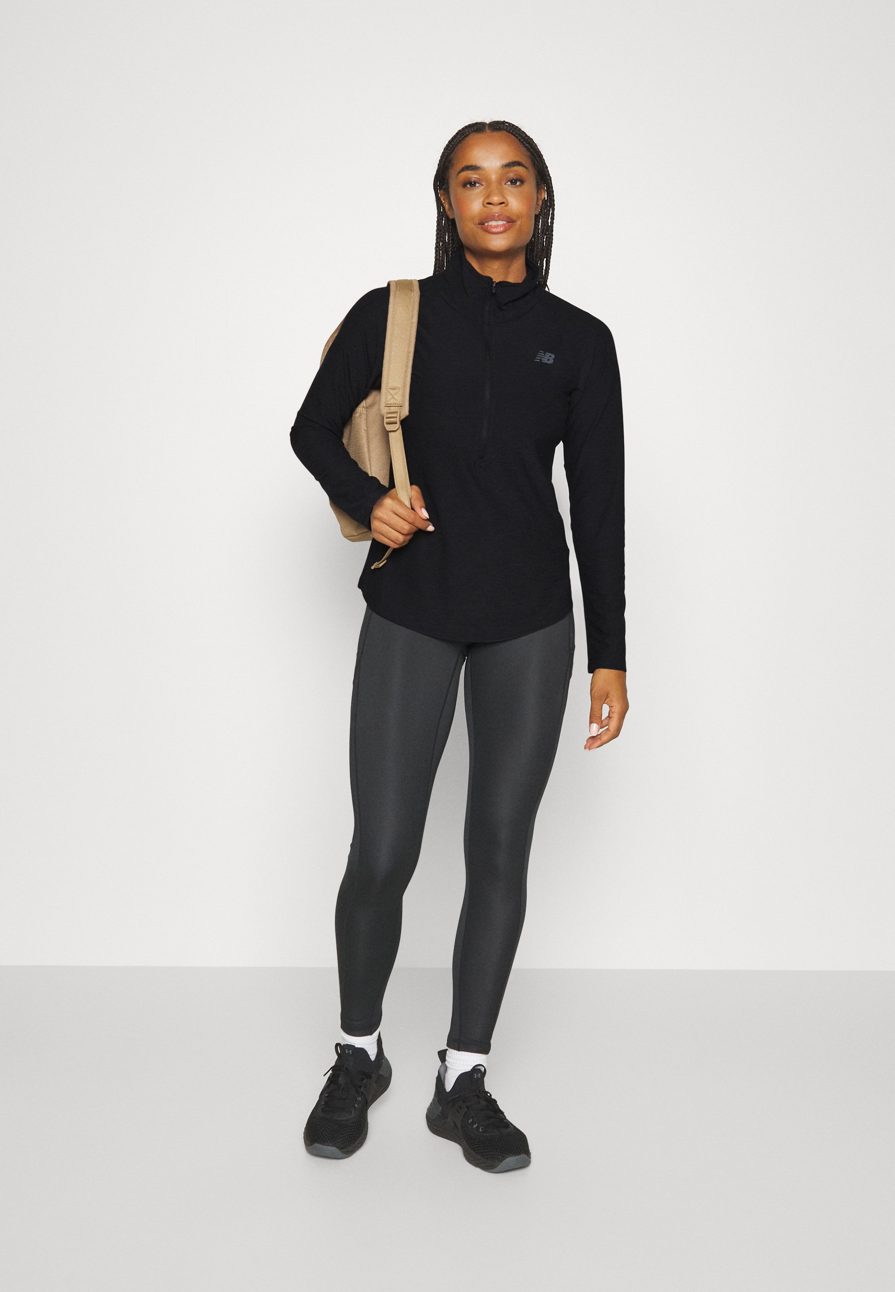 NB SPORT SPACEDYE 1/2 ZIP - Long sleeved top - black/black