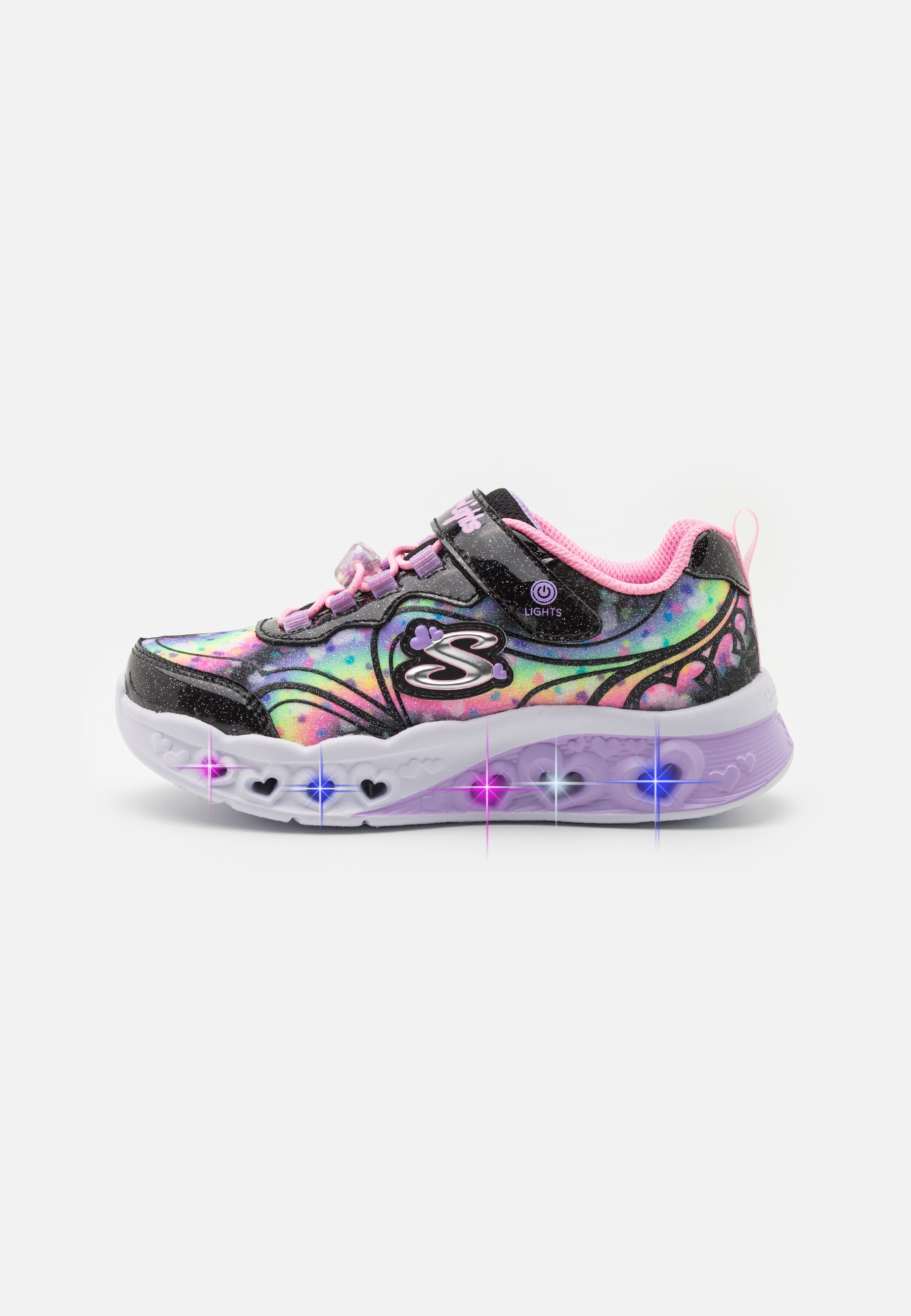 Skechers LIGHTED BUNGEE STRAP GLITTER - Trainers - black/pink/black