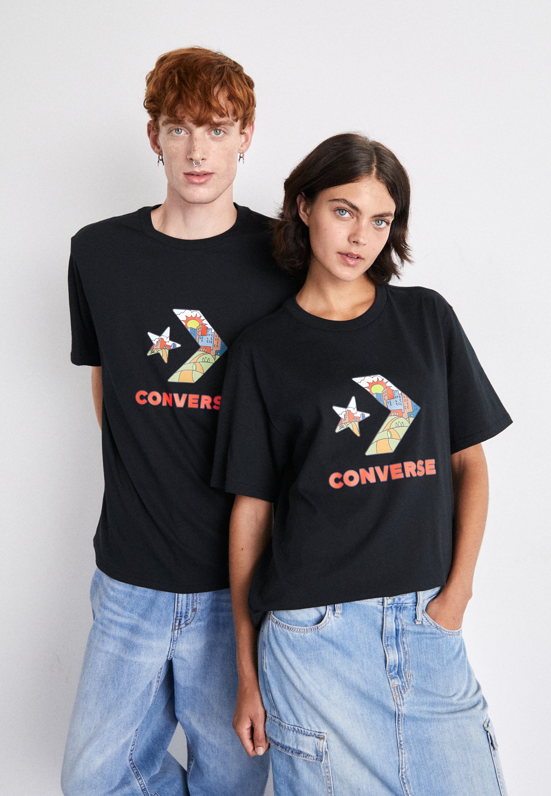 Converse STAR CHEVRON GRAPHIC UNISEX - Print T-shirt - converse black/black