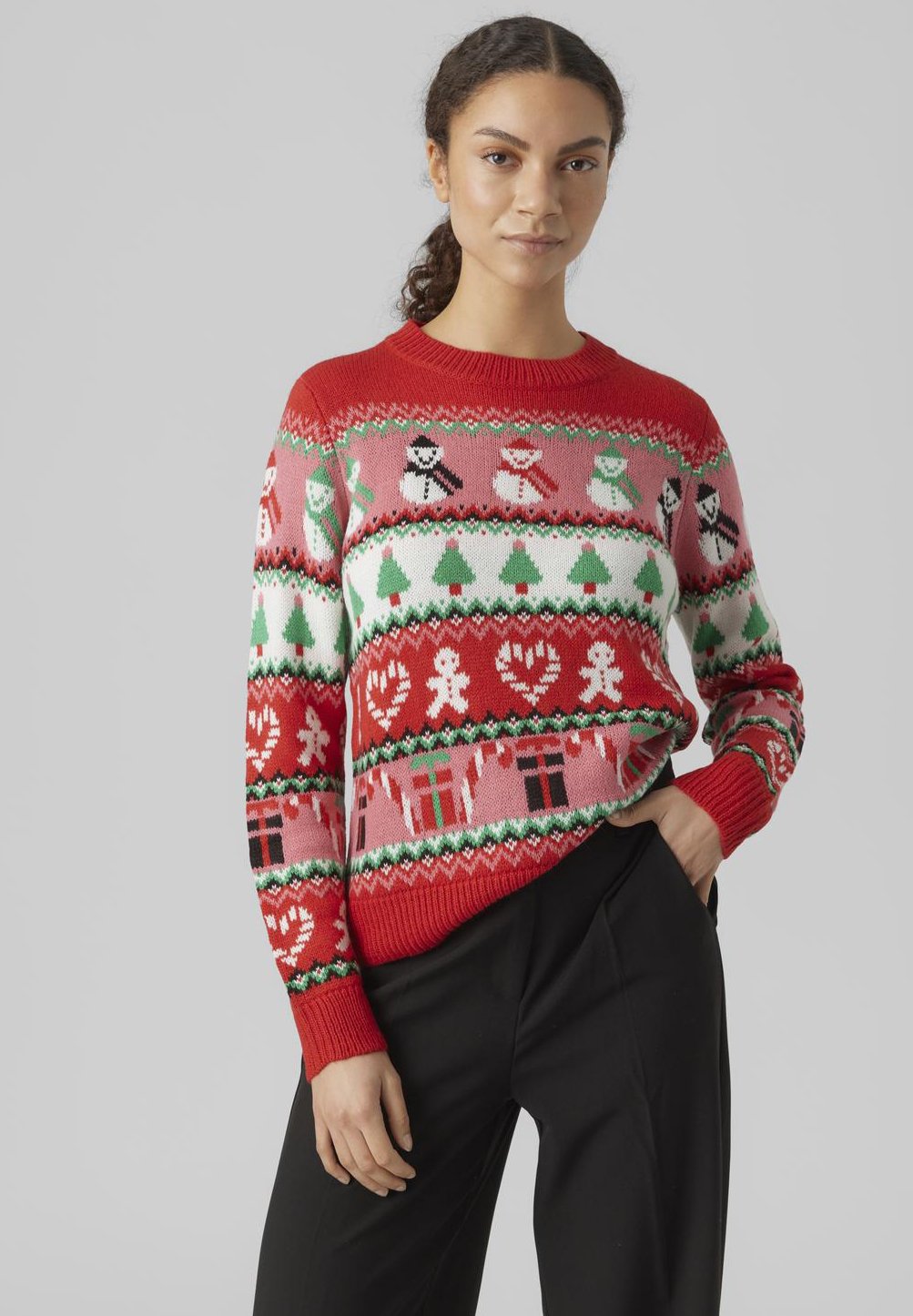 Vero Moda VMXMASMIX  O NECK  - Jumper - chinese red/red