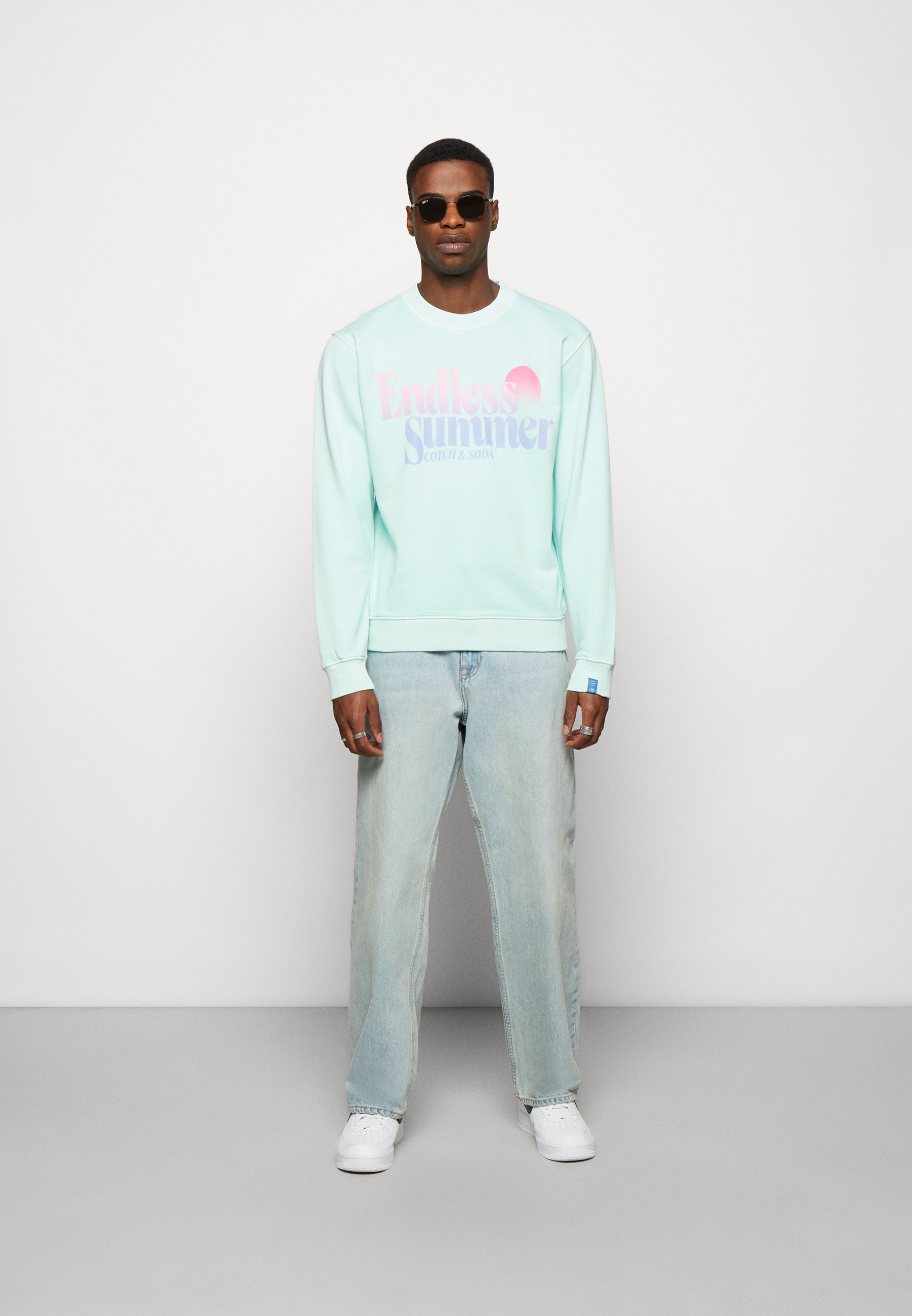 Scotch & Soda GARMENT DYED LOGO CREW  - Sweatshirt - bay/mint