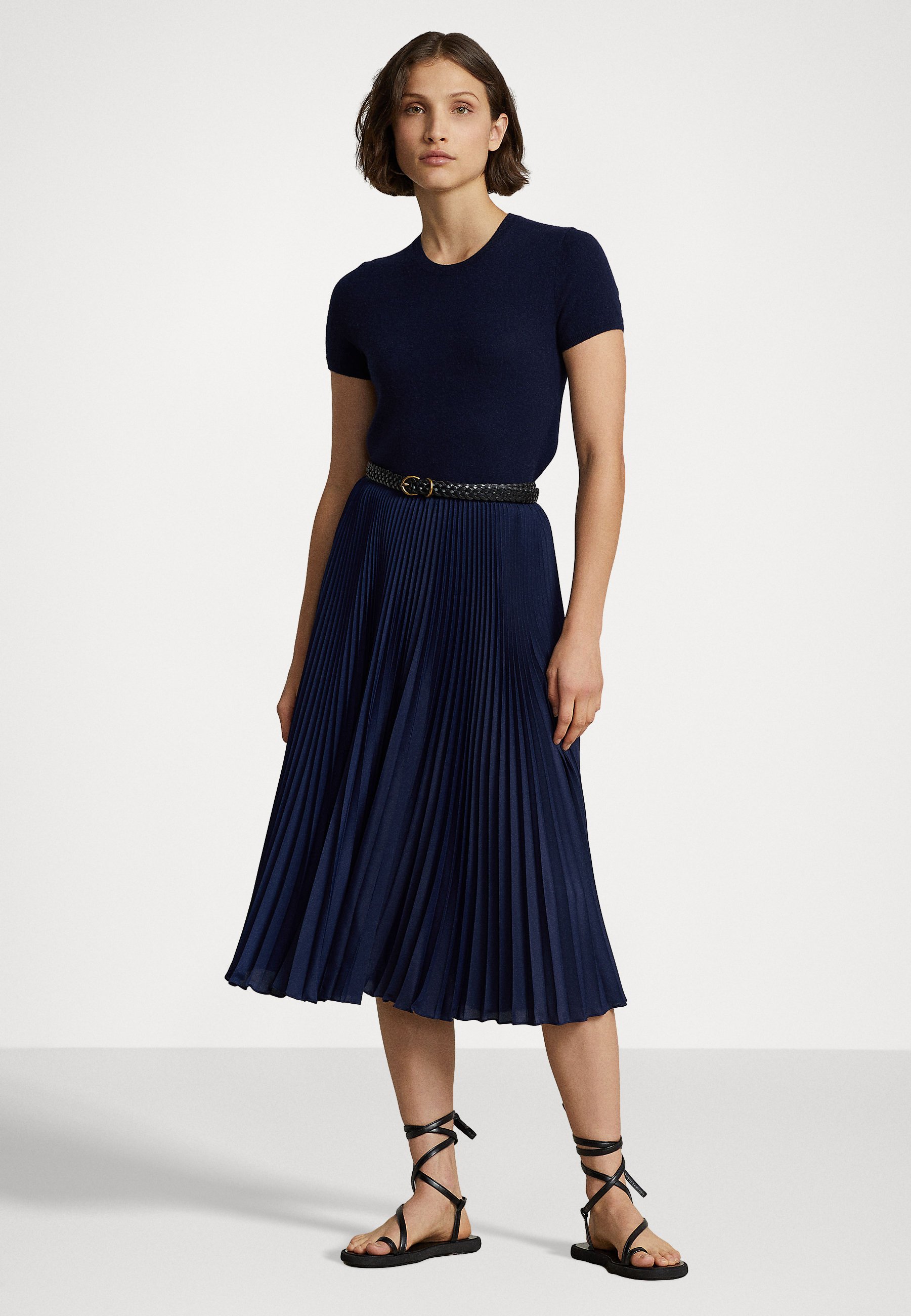 Polo Ralph Lauren RESE MID FULL - Pleated skirt - newport navy/blue