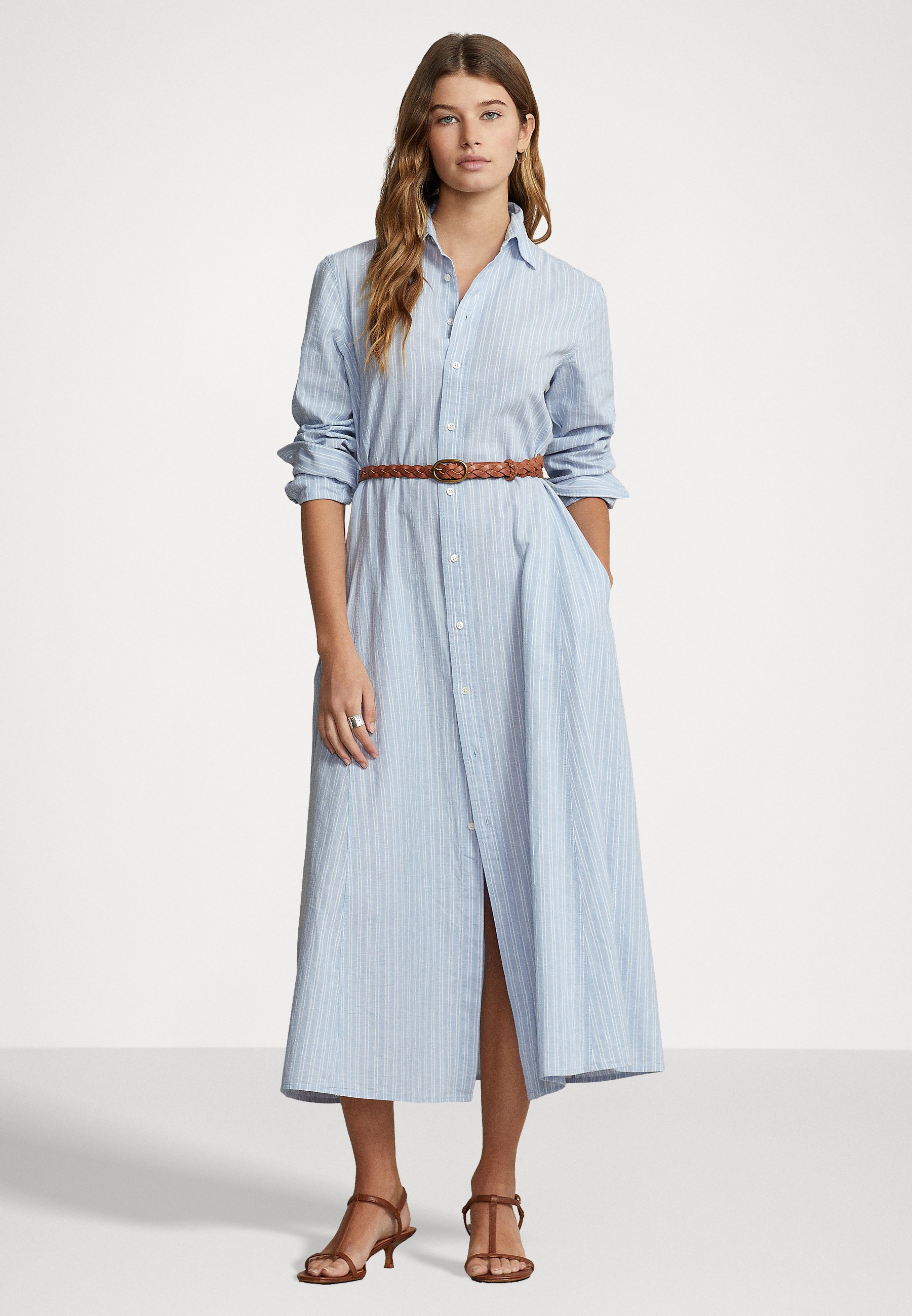 Polo Ralph Lauren LONG SLEEVE DAY DRESS - Shirt dress - blue/white multi/blue