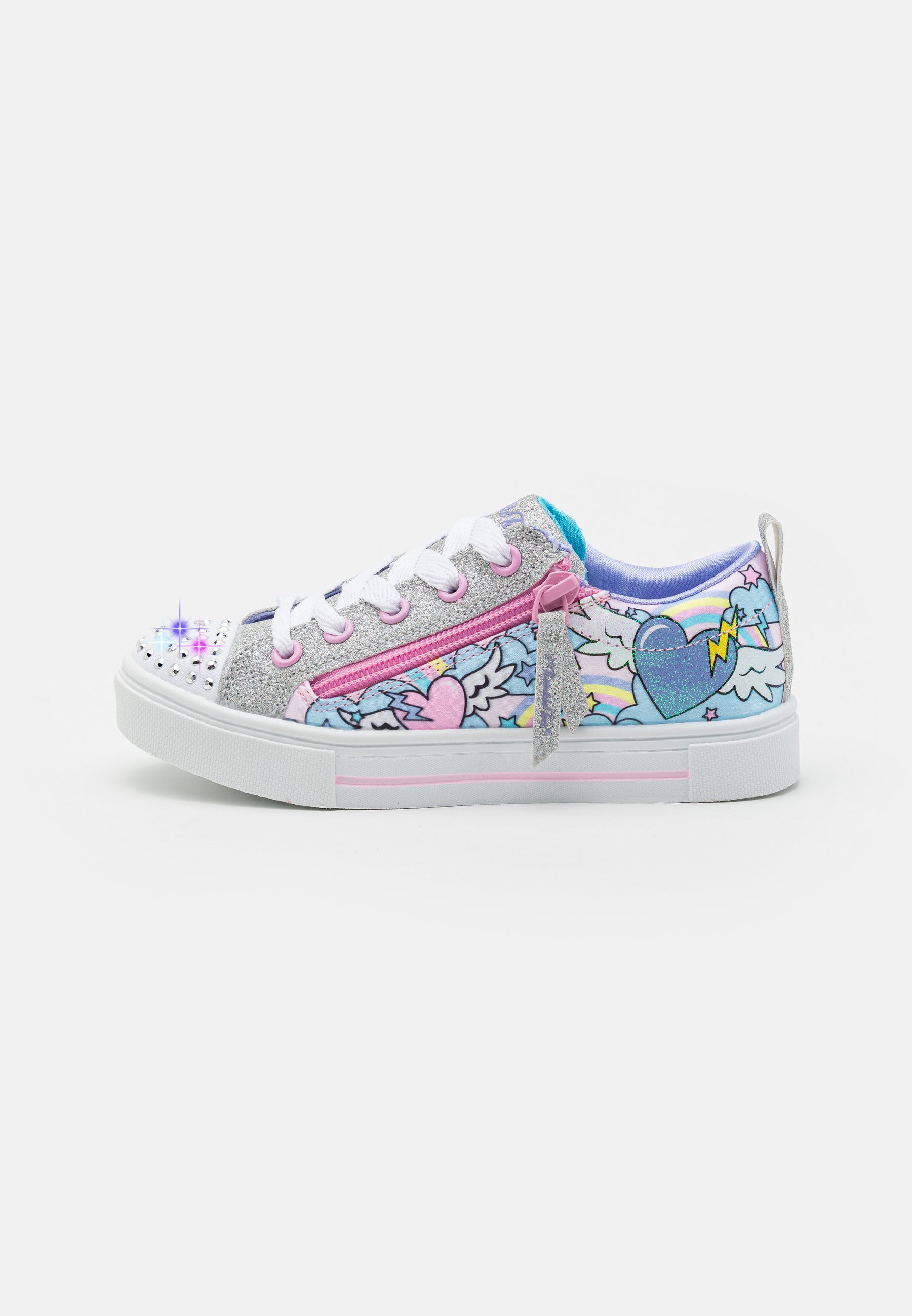Skechers RAINBOW HEART LACE UP LATER ZIPPER DETAIL - Trainers - silver/multi-coloured/silver-coloured