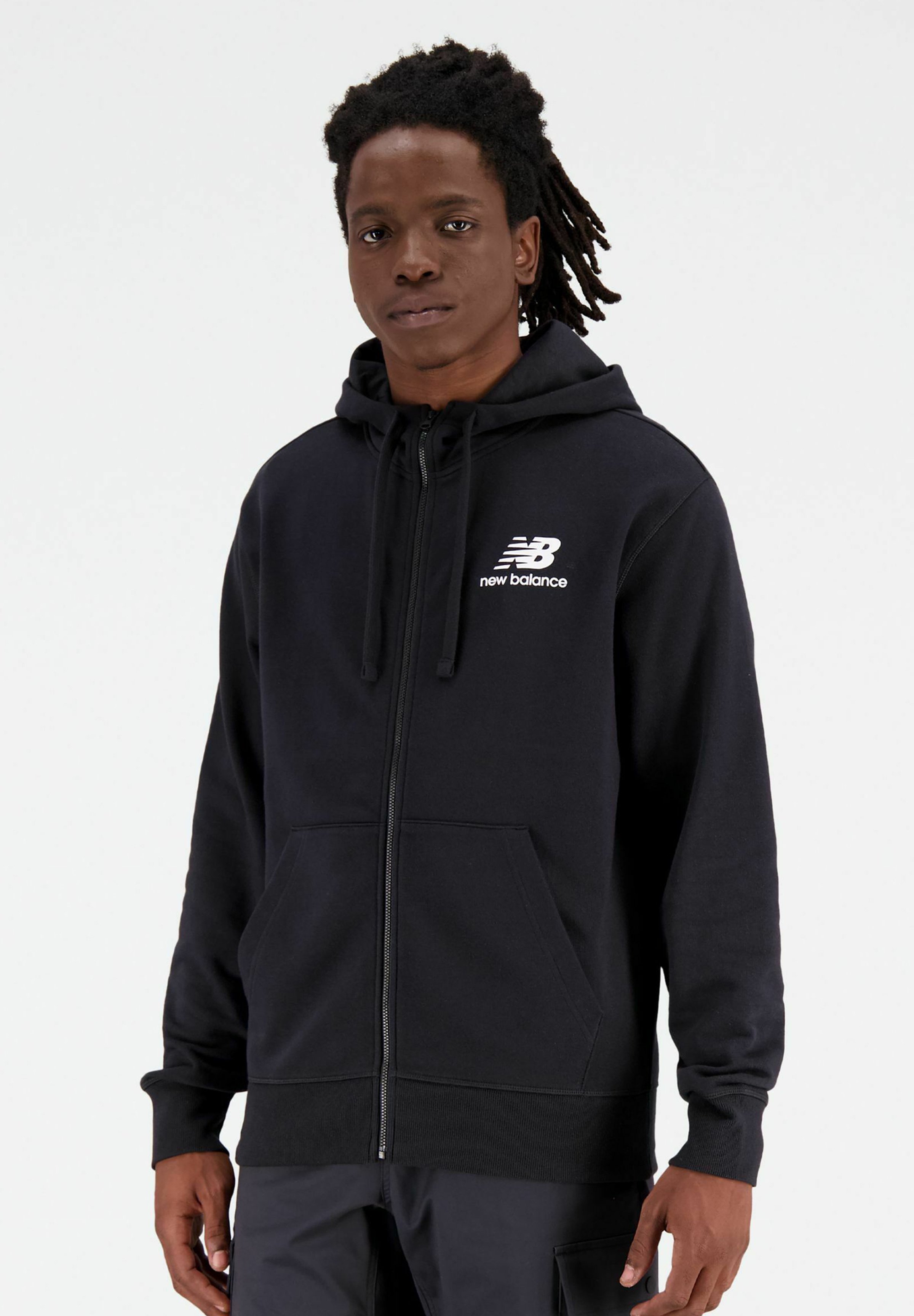 NB ESSENTIALS STACKED LOGO - Zip-up sweatshirt - black
