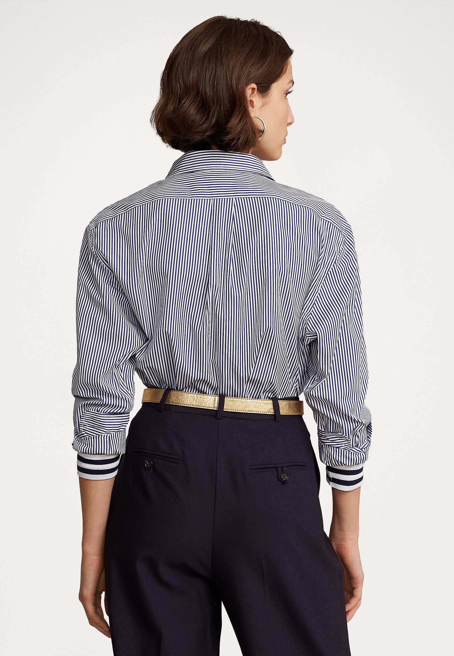Polo Ralph Lauren LONG SLEEVE BUTTON FRONT - Button-down blouse - white/ fall royal/white