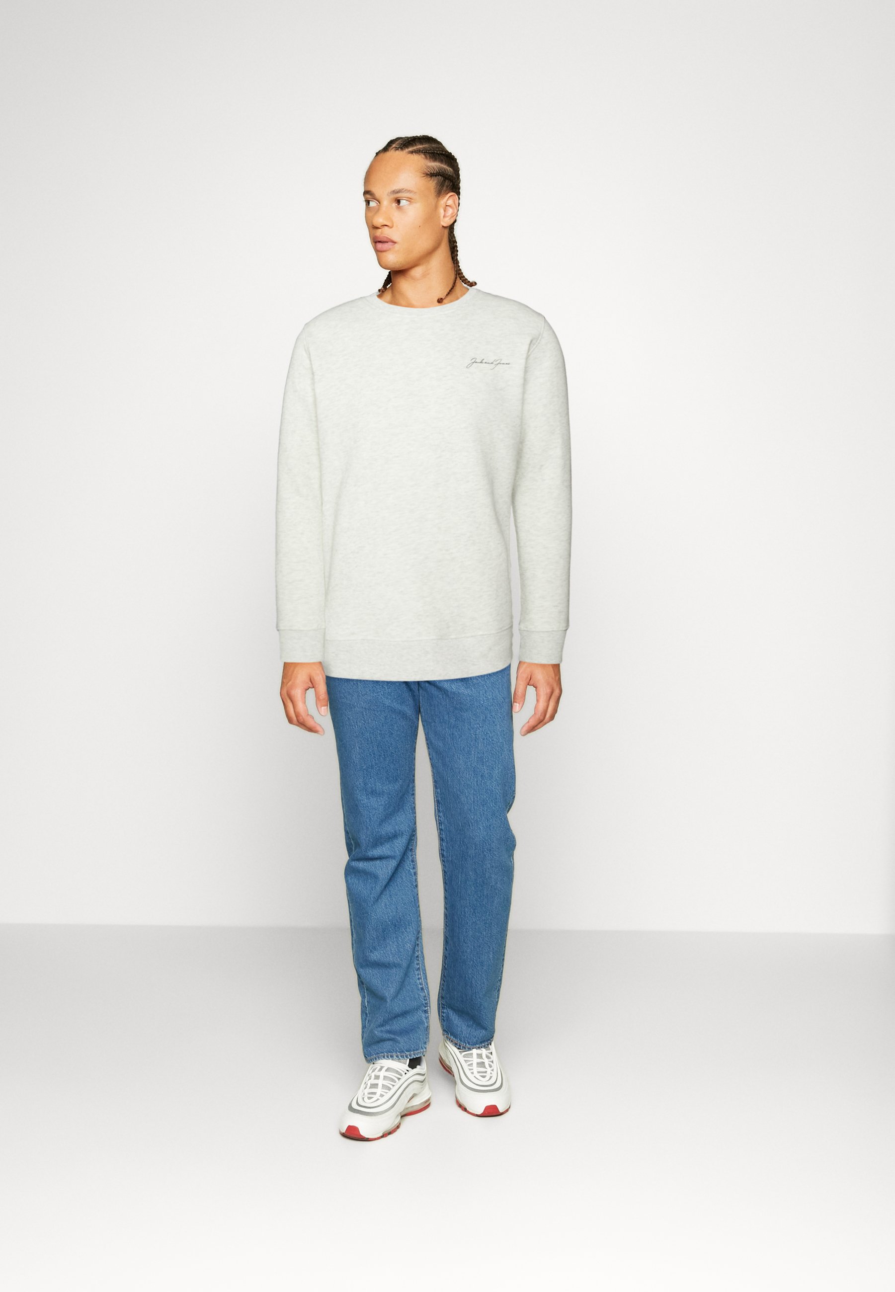 Jack &Jones JORFERRY CREW NECK - Sweatshirt - white melange/mottled light grey
