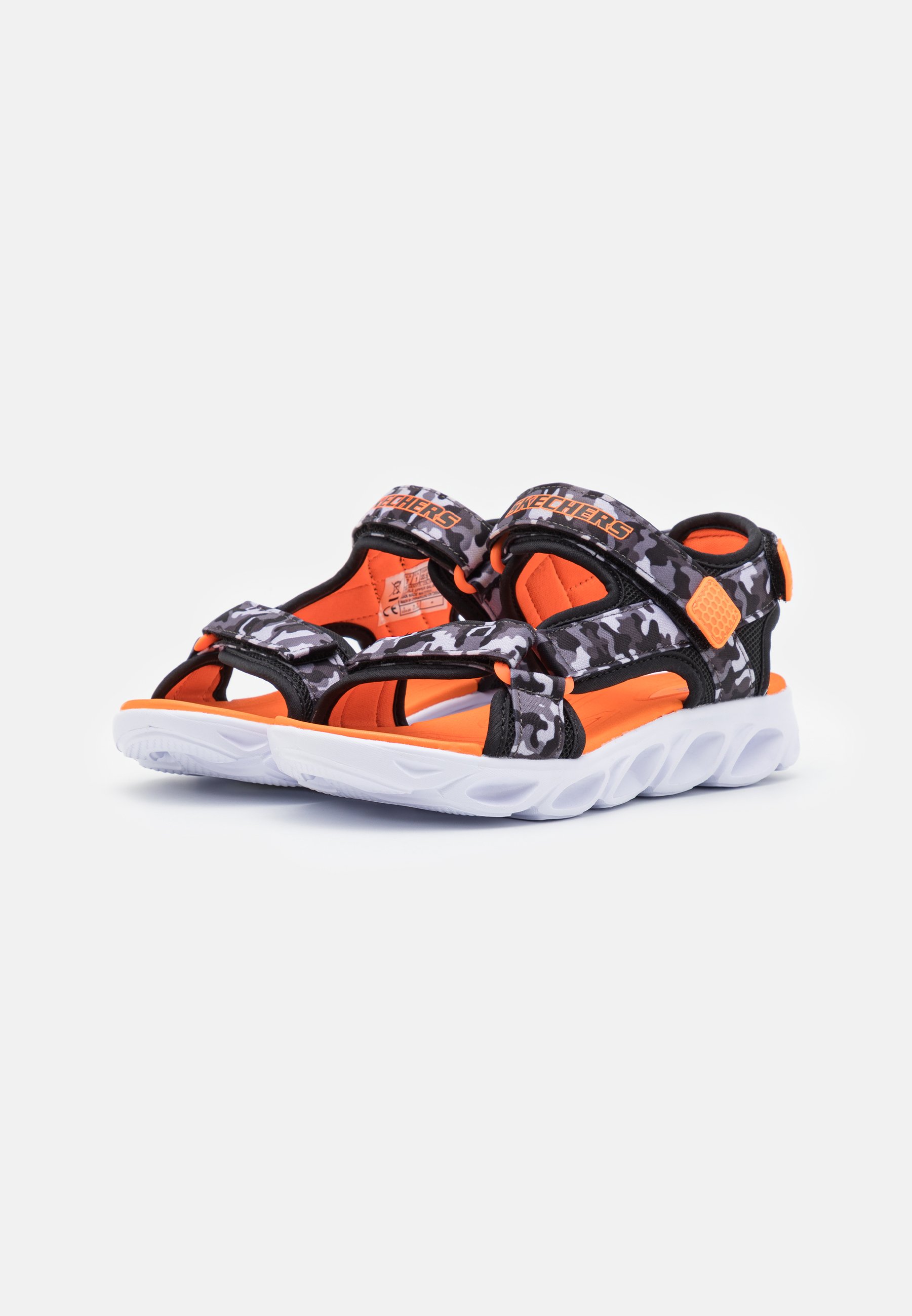 Skechers LIGHTED CAMO PRINTED RIVER  - Sandals - black/gray/orange/black