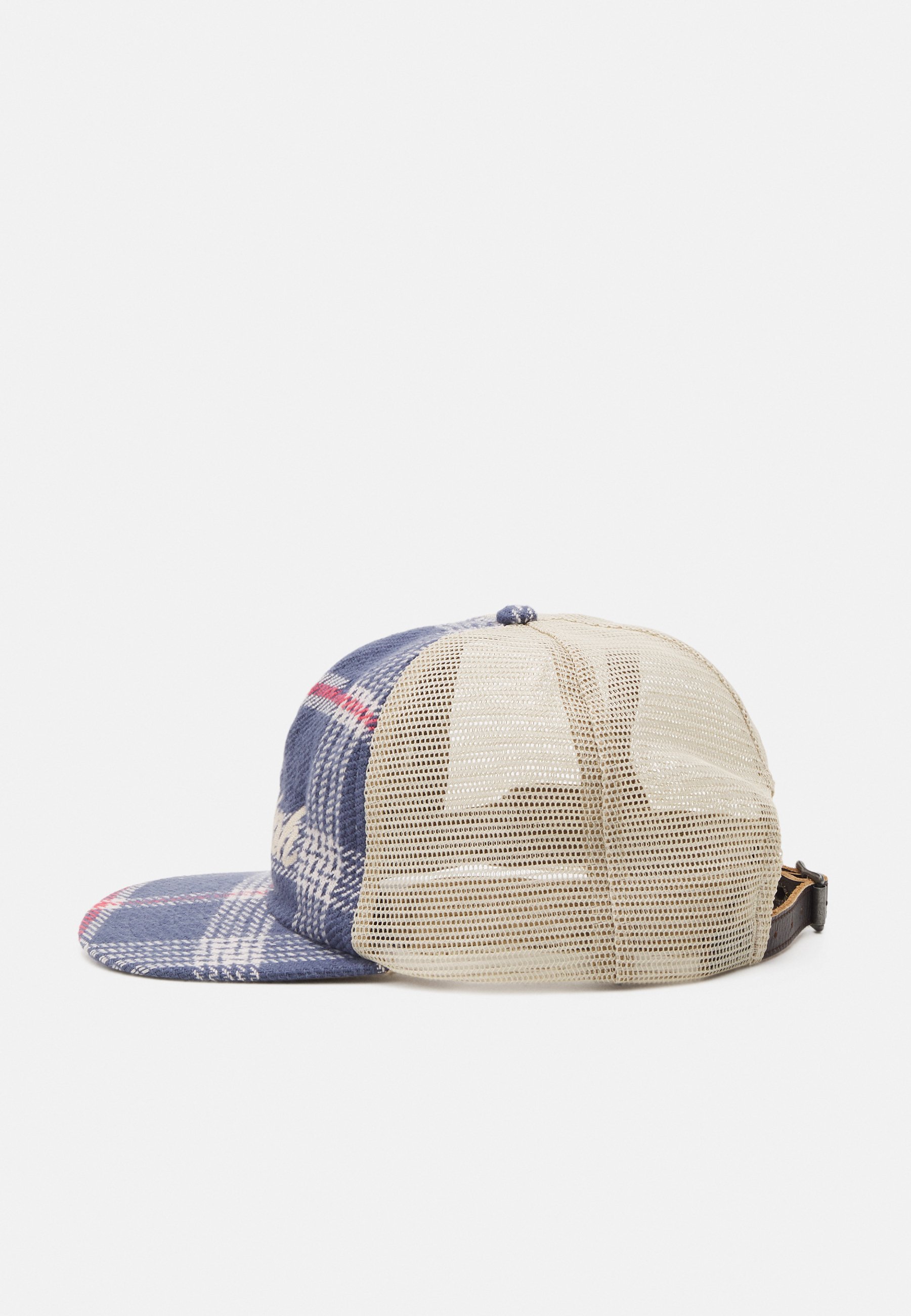Polo Ralph Lauren EMBROIDERED PLAID TRUCKER CAP - Cap - navy/off white/dark blue