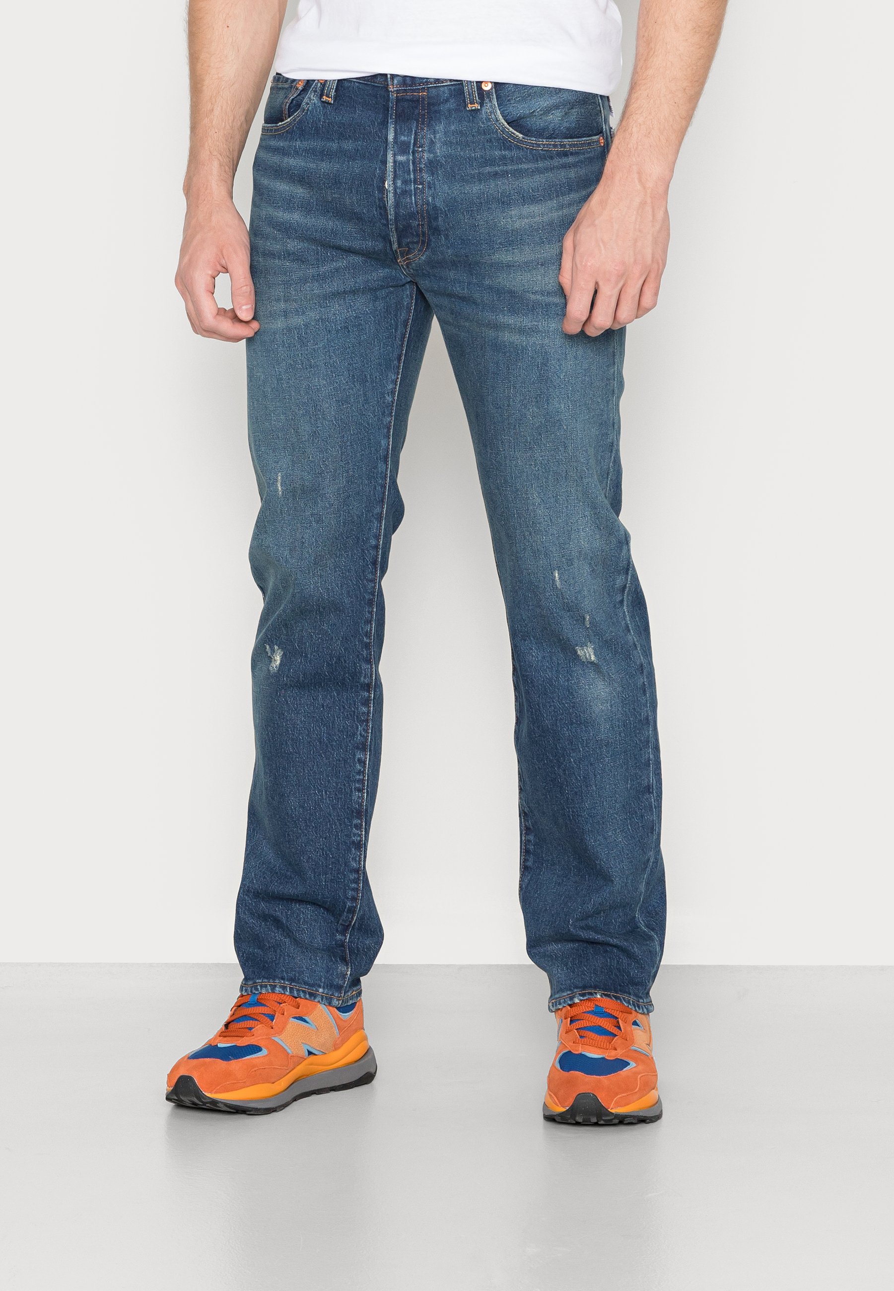 Levi's® 501® ORIGINAL - Straight leg jeans - s light indigo destructed/dark-blue denim