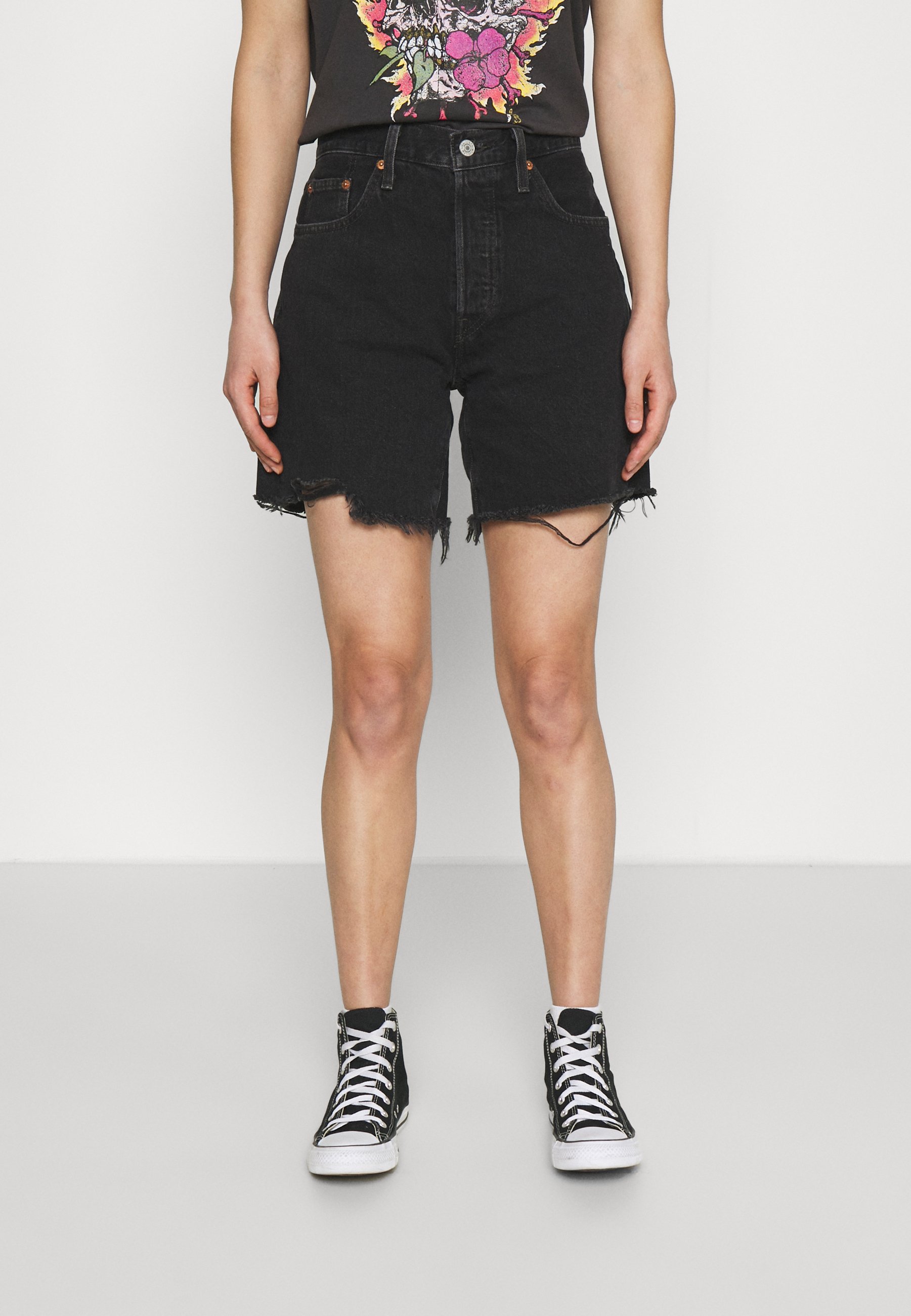 Levi's® 501® MID THIGH SHORTS - Denim shorts - lunar black/black denim