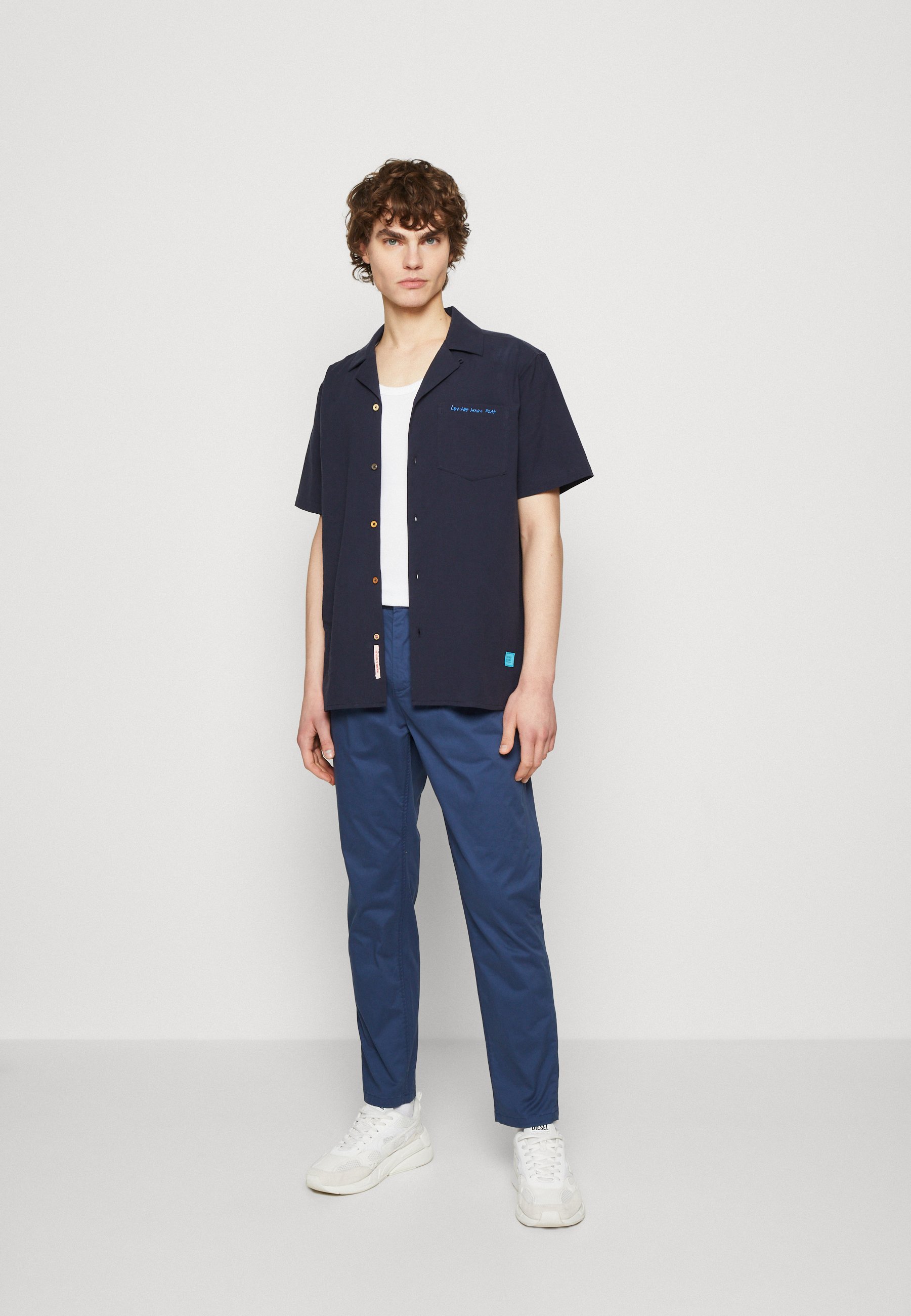 Scotch & Soda CRINKLE BACK-EMBROIDERY SHIRT - Shirt - dark blue