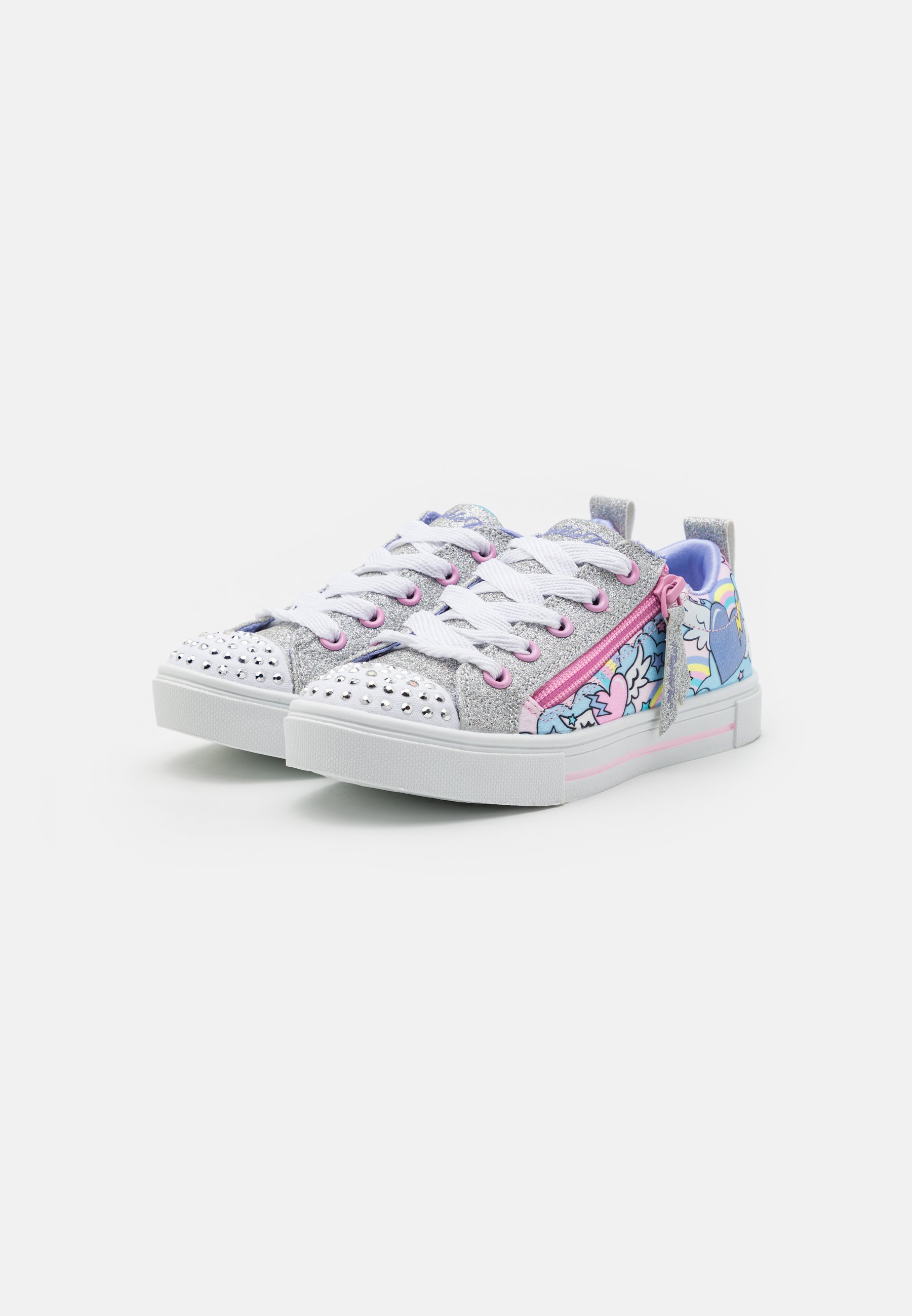 Skechers RAINBOW HEART LACE UP LATER ZIPPER DETAIL - Trainers - silver/multi-coloured/silver-coloured