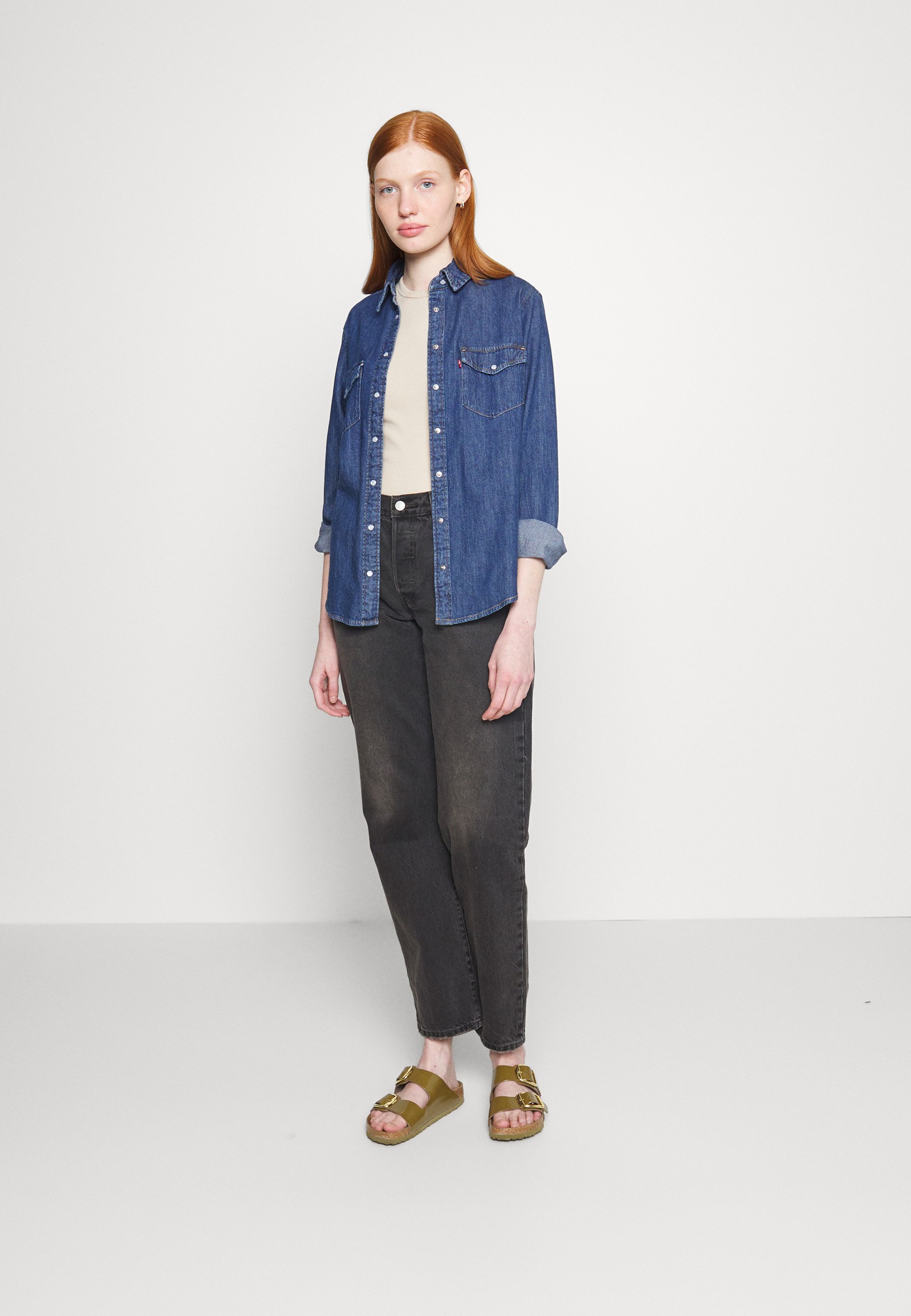 Levi's® ICONIC WESTERN - Button-down blouse - air space/dark-blue denim