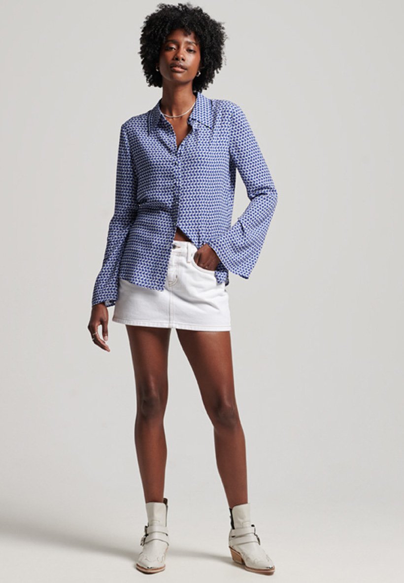Superdry STUDIOS SEVENTIES - Button-down blouse - listellos navy geo print/blue