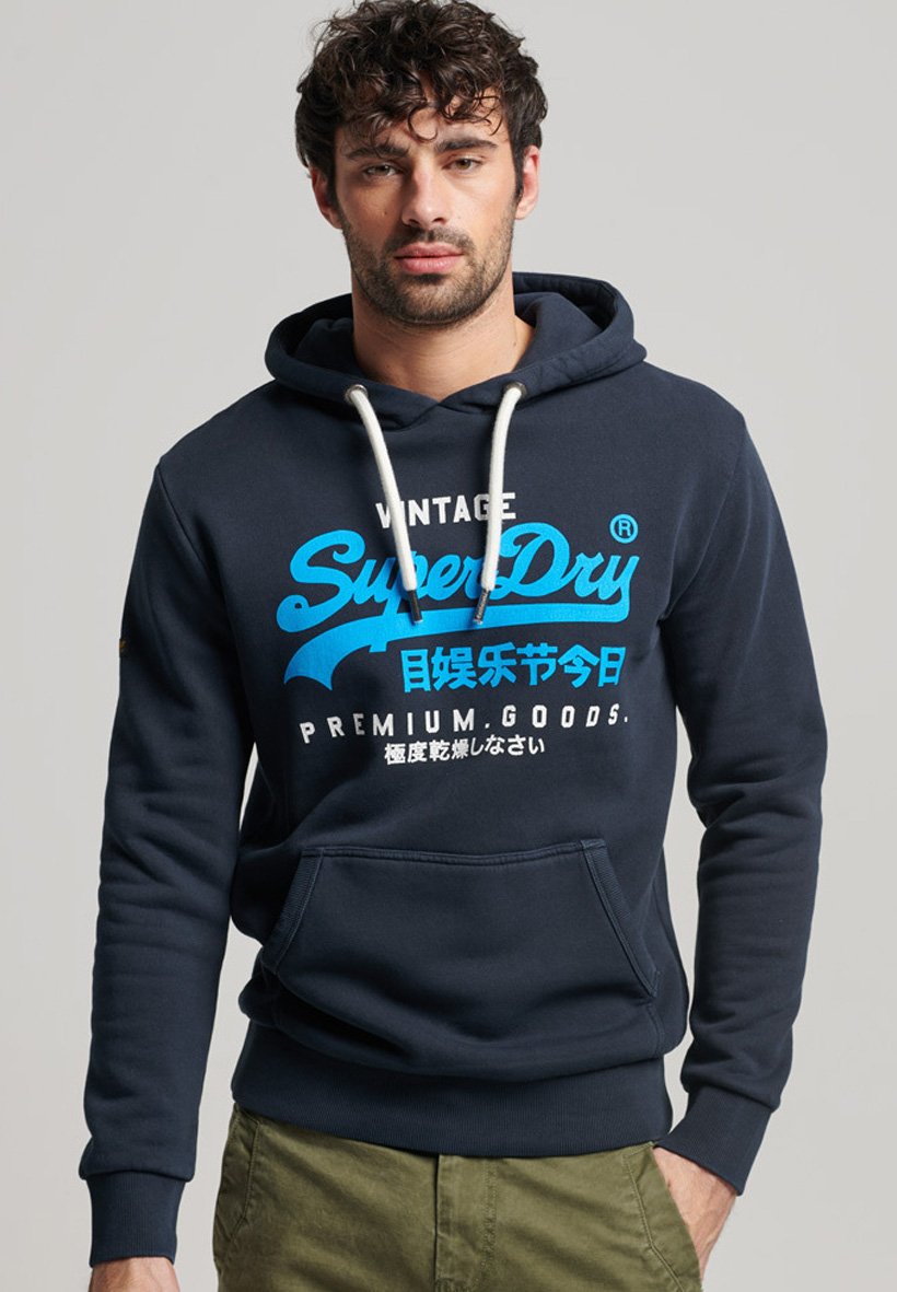 Superdry VINTAGE LOGO PREMIUM OVERDYED  - Hoodie - midnight navy/blue