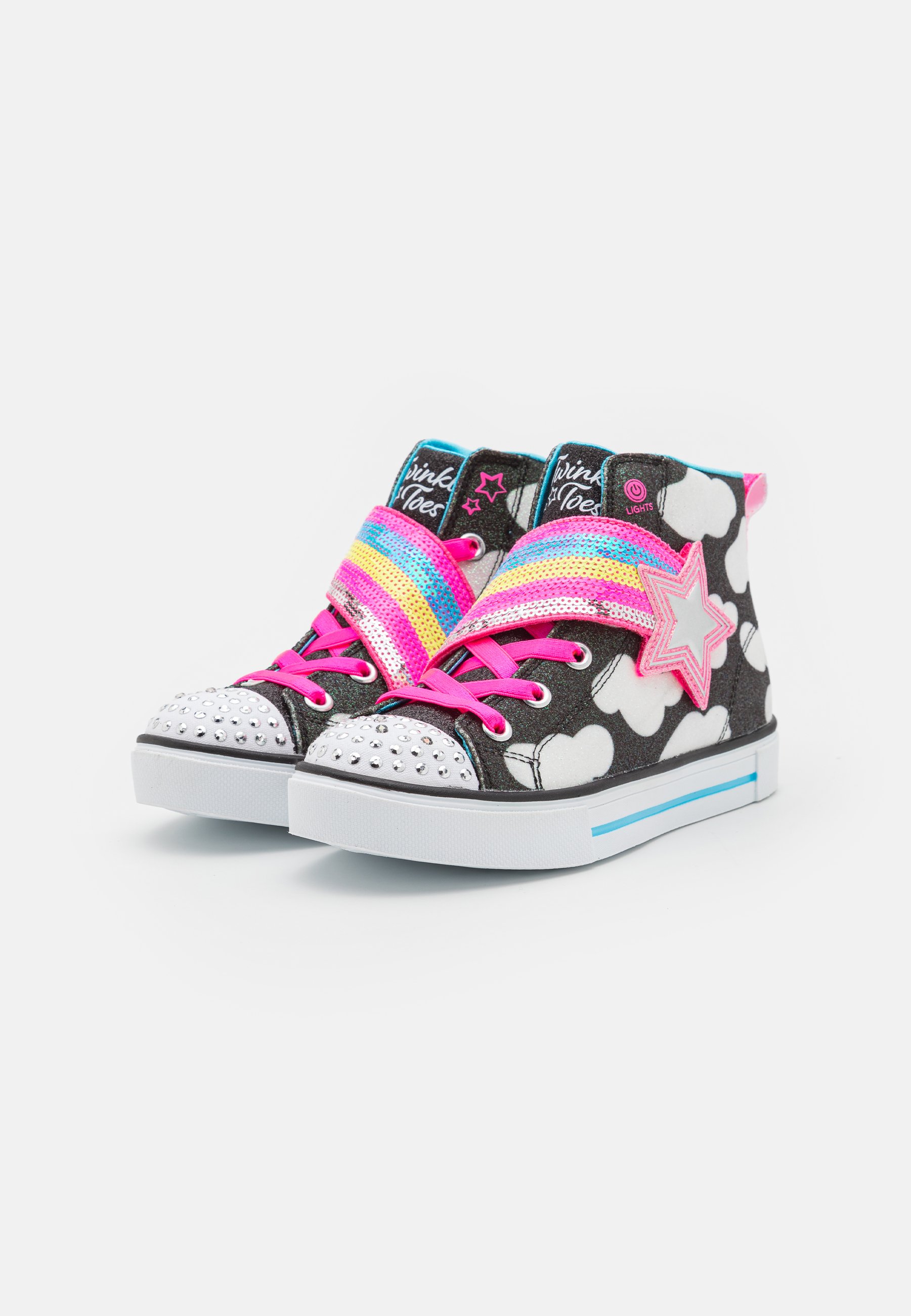 Skechers GLITTER CLOUDS GORE & STRAP  - High-top trainers - black/multi-coloured/black