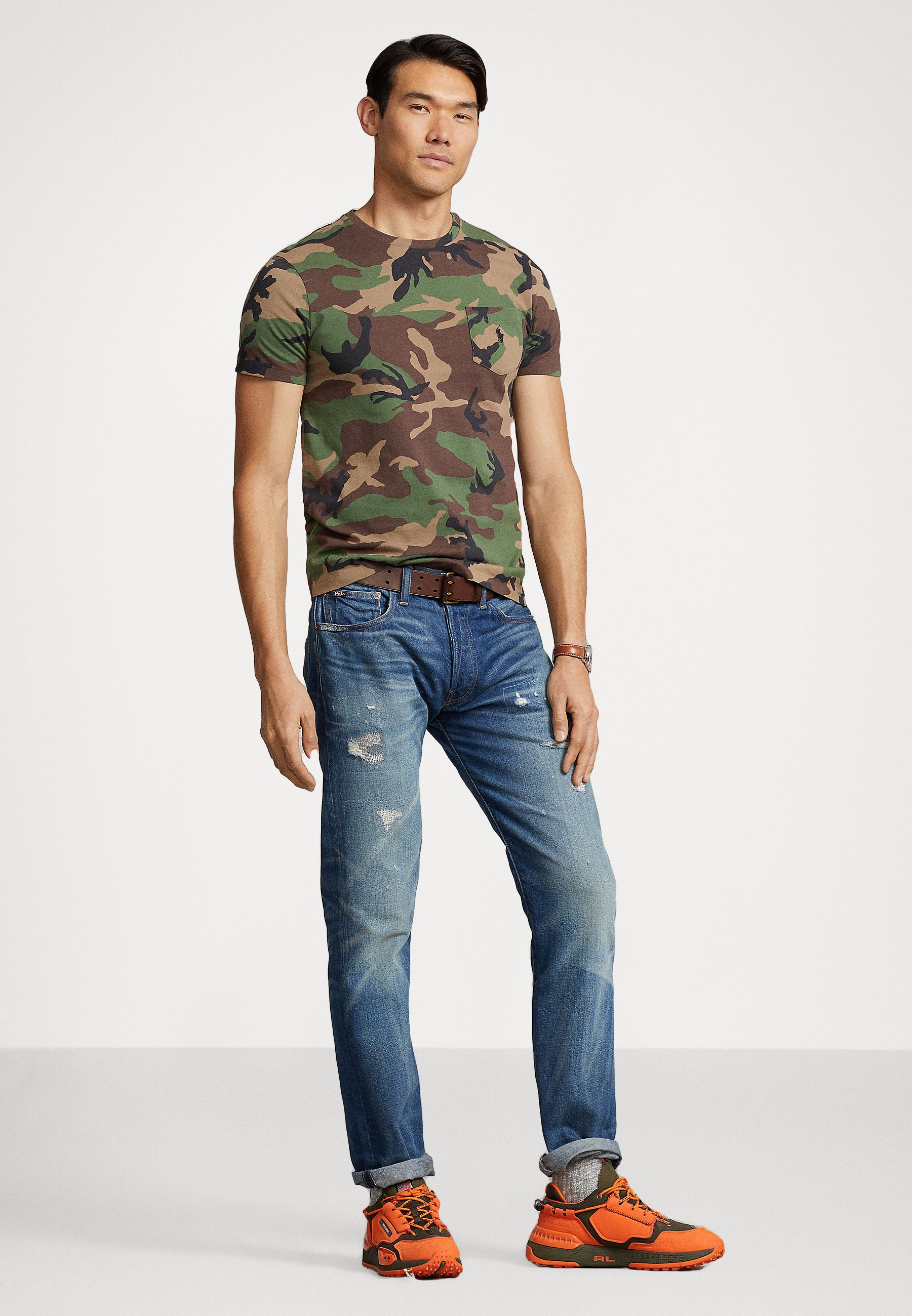 Polo Ralph Lauren CUSTOM SLIM FIT CAMO POCKET - Print T-shirt - khaki
