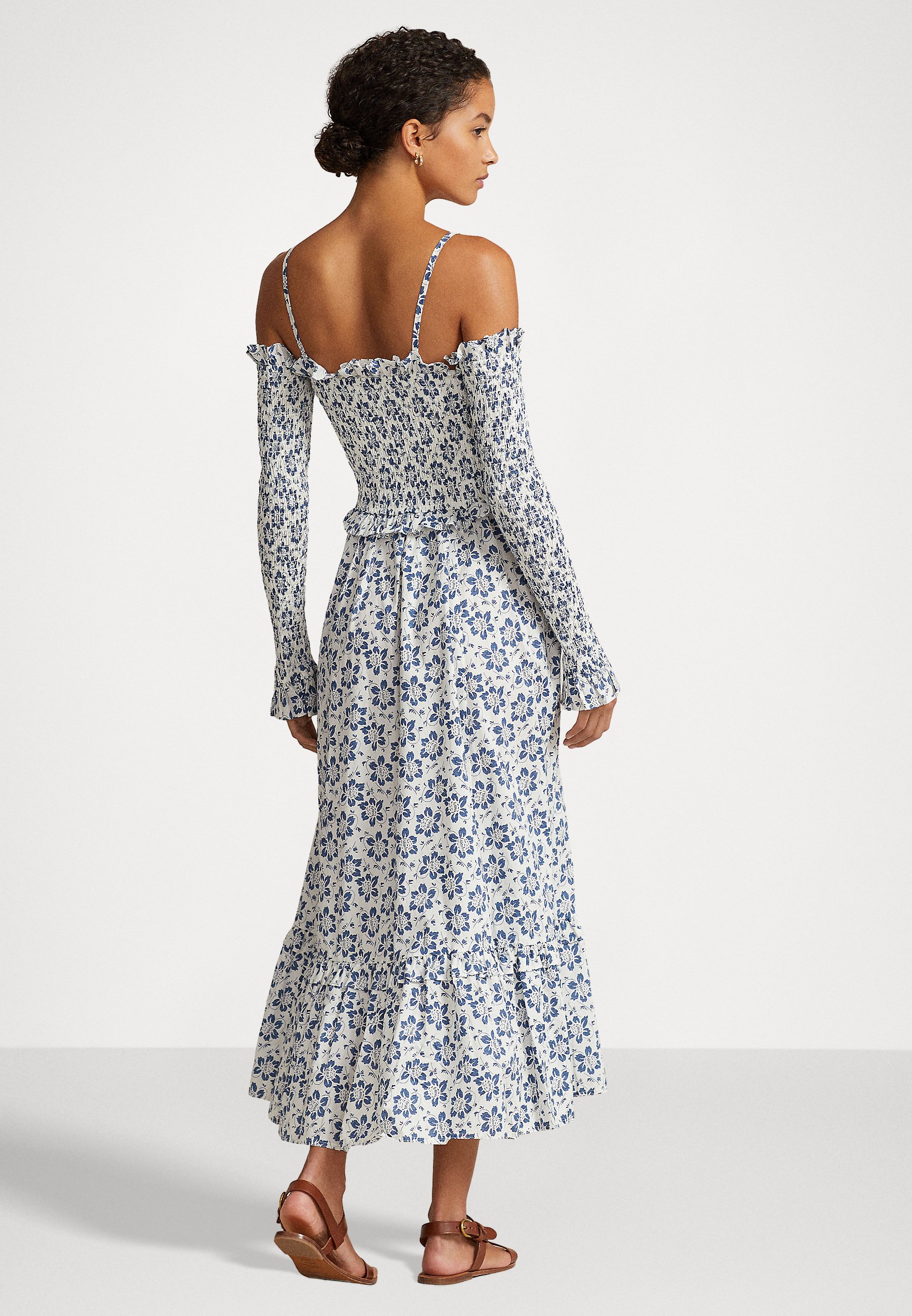 Polo Ralph Lauren LONG SLEEVE DAY DRESS - Day dress - blue floral/blue
