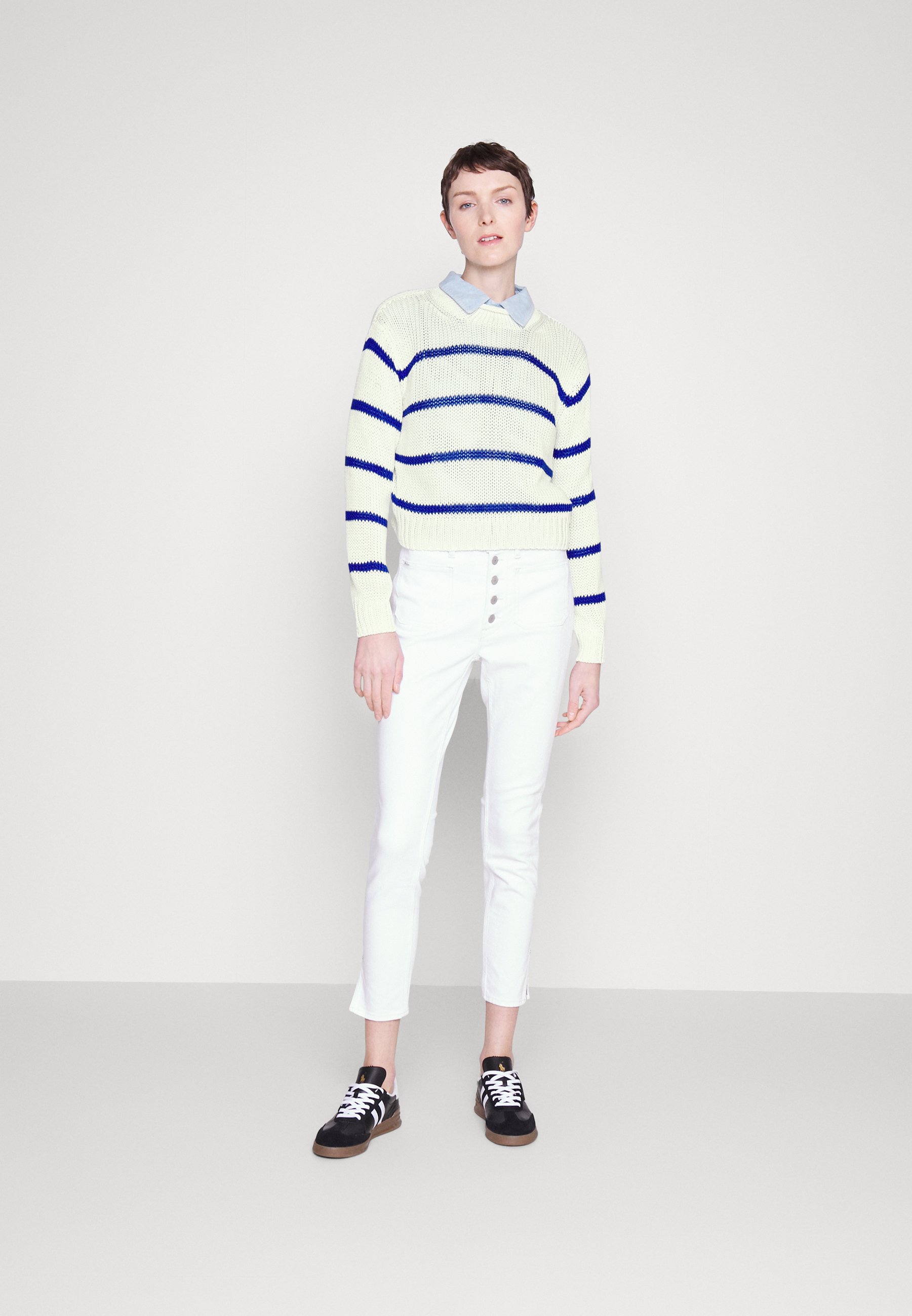 Polo Ralph Lauren LONG SLEEVE PULLOVER - Jumper - white/royal blue/blue