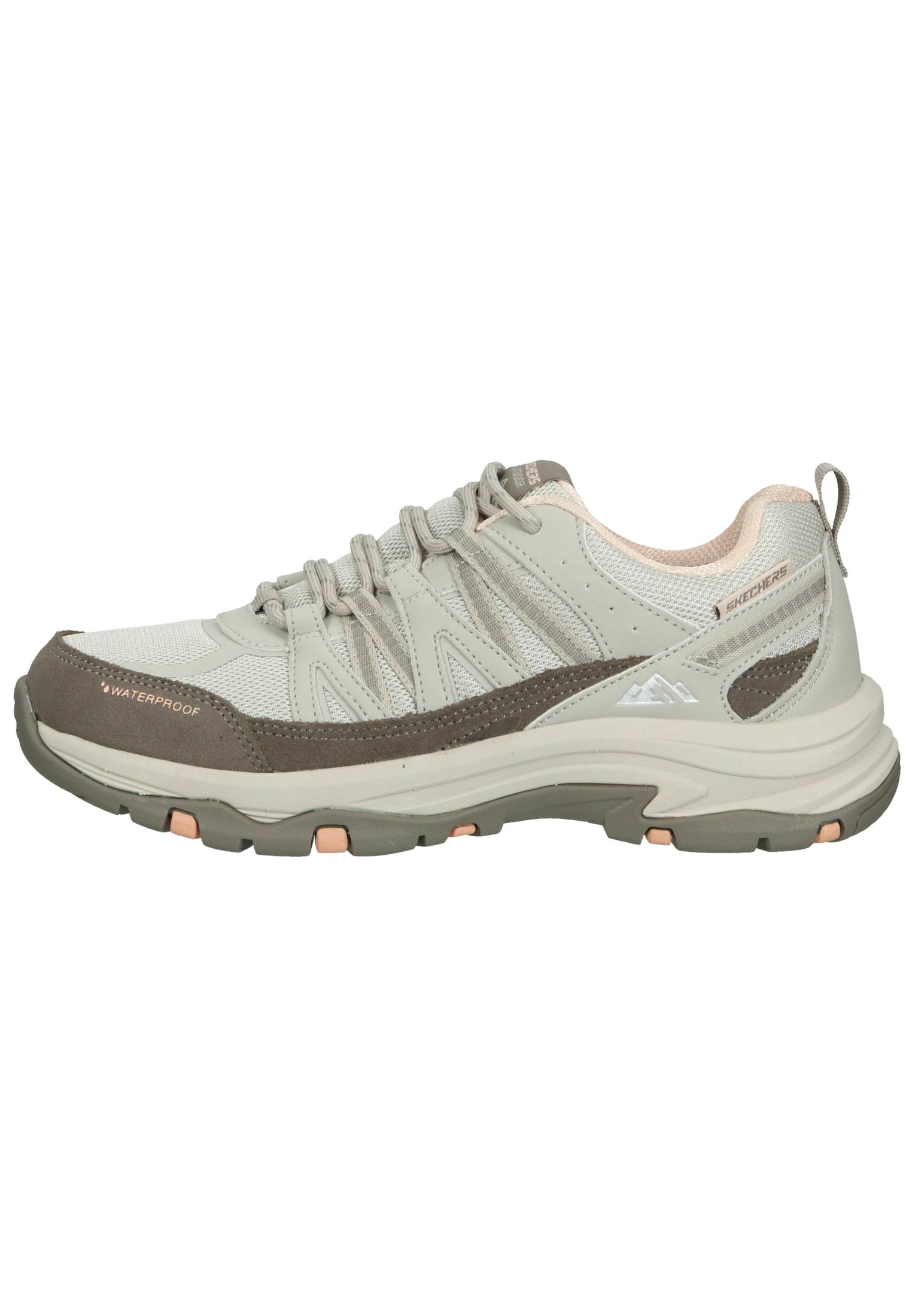 Skechers Trainers - taupe leather mesh pink trim/beige