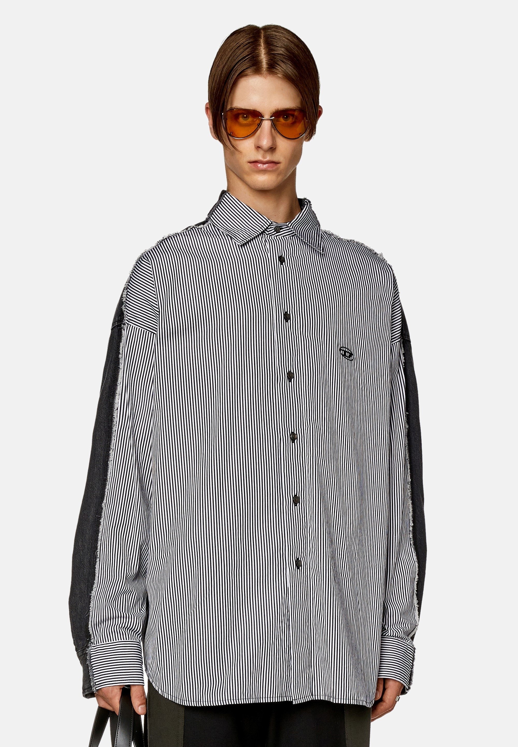 Diesel S WARHSTRIPE RUNWAY - Shirt - black grey/black denim