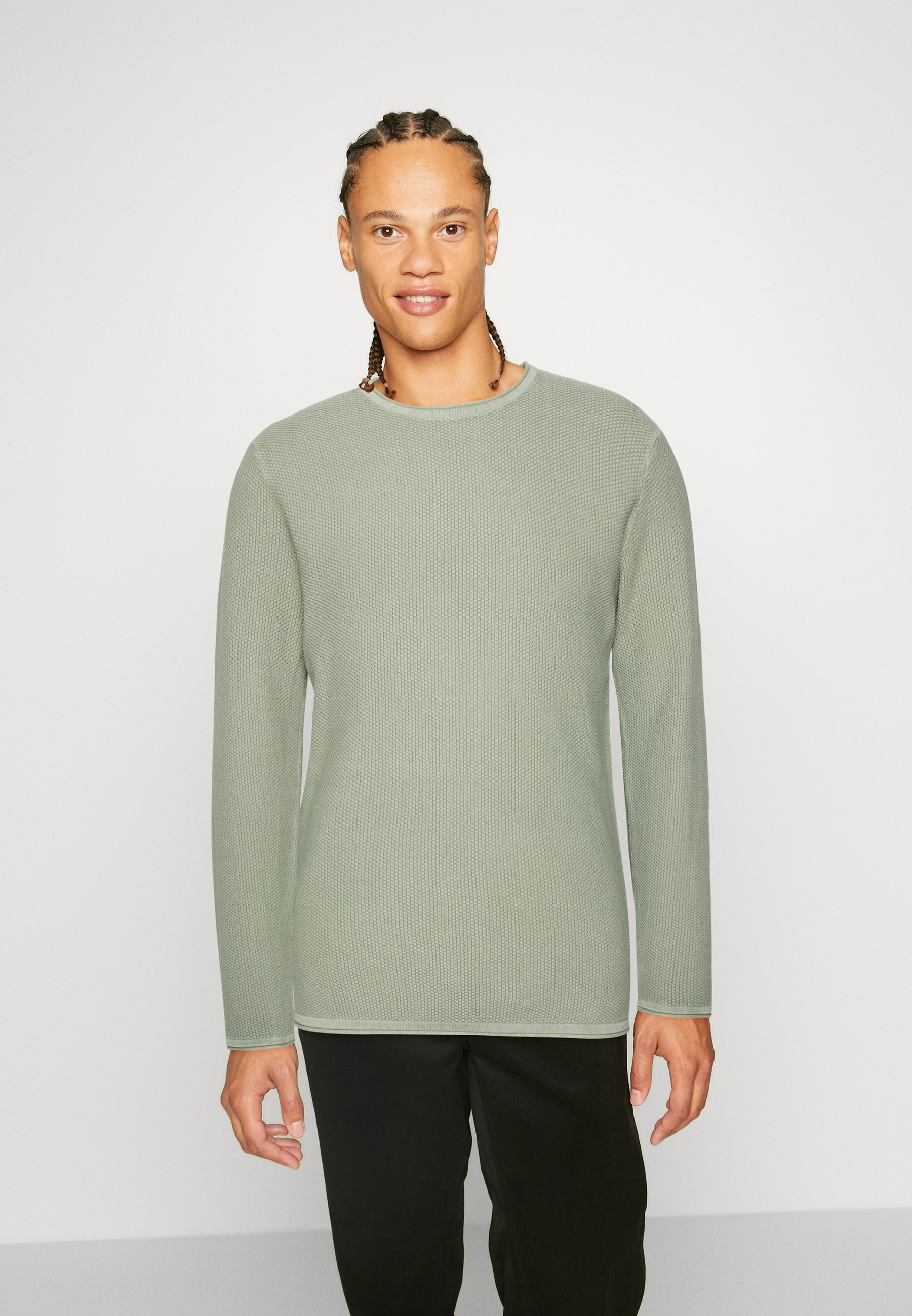 Jack &Jones JJSYLVEST CREW NECK - Jumper - wrought iron/light green