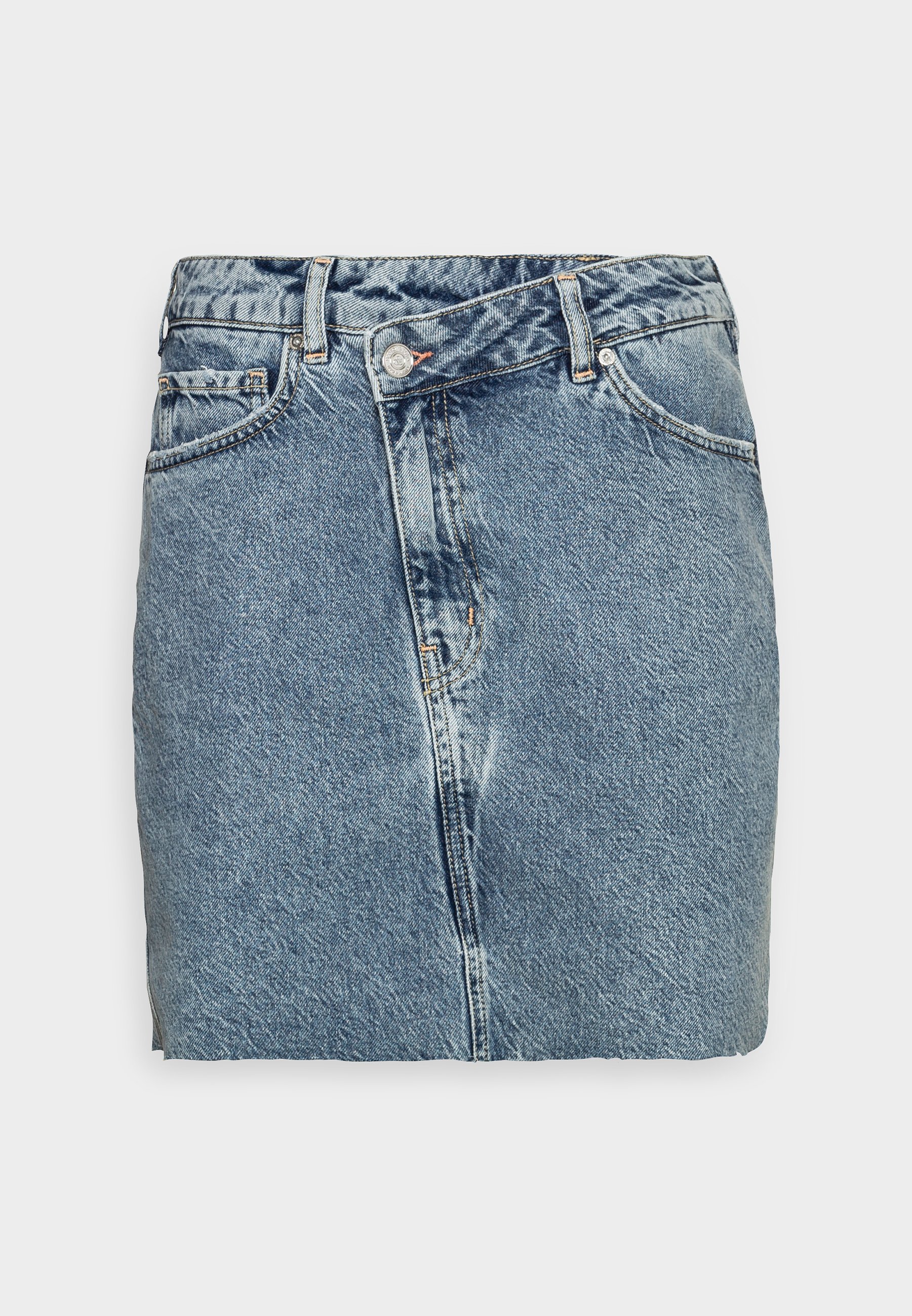 Scotch & Soda CROSS OVER FRONT WASHED SKIRT - Denim skirt - growing blauw/stone blue denim