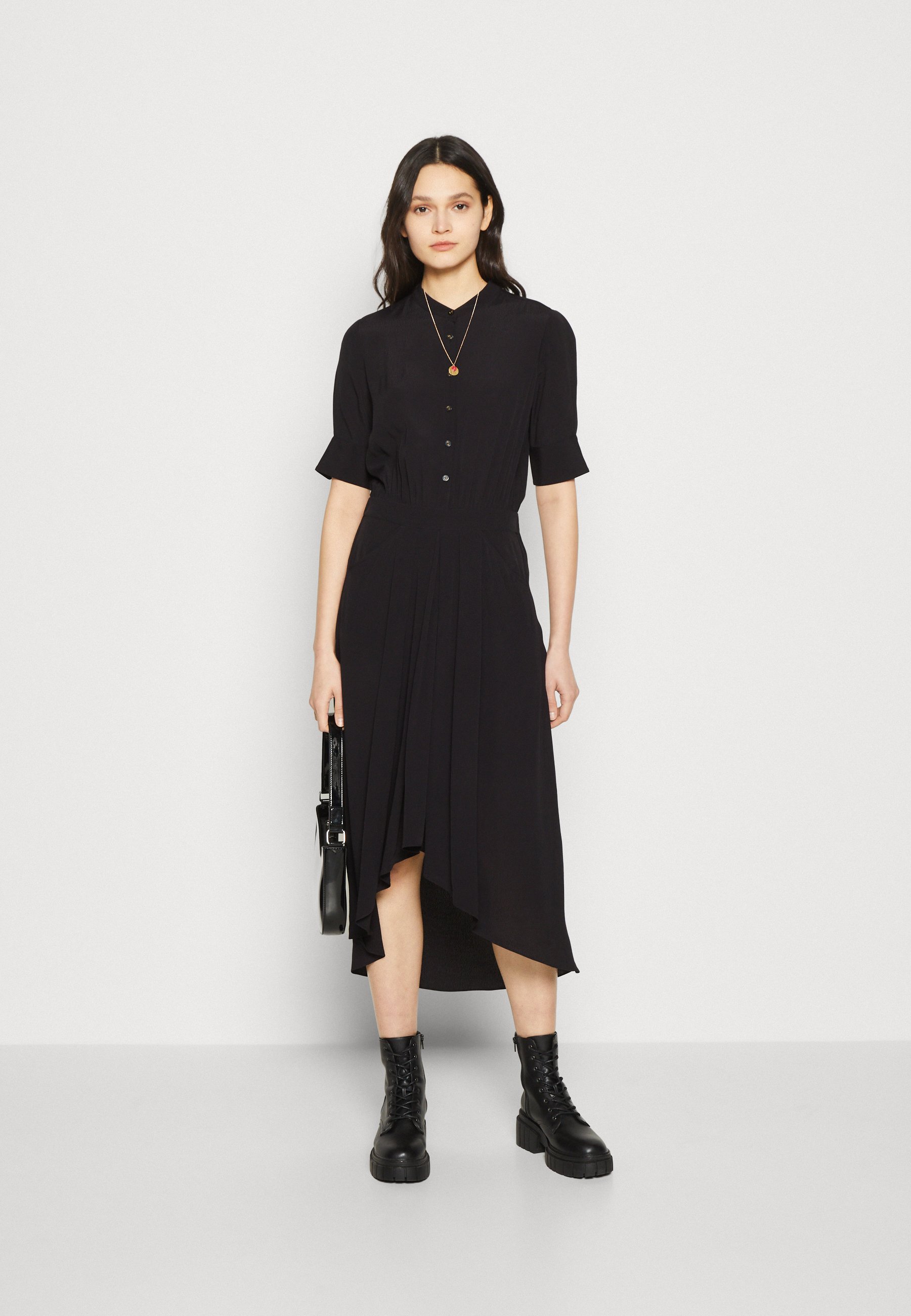 Scotch & Soda MIDI DRESS WITH HIGH LOW HEM - Shirt dress - black