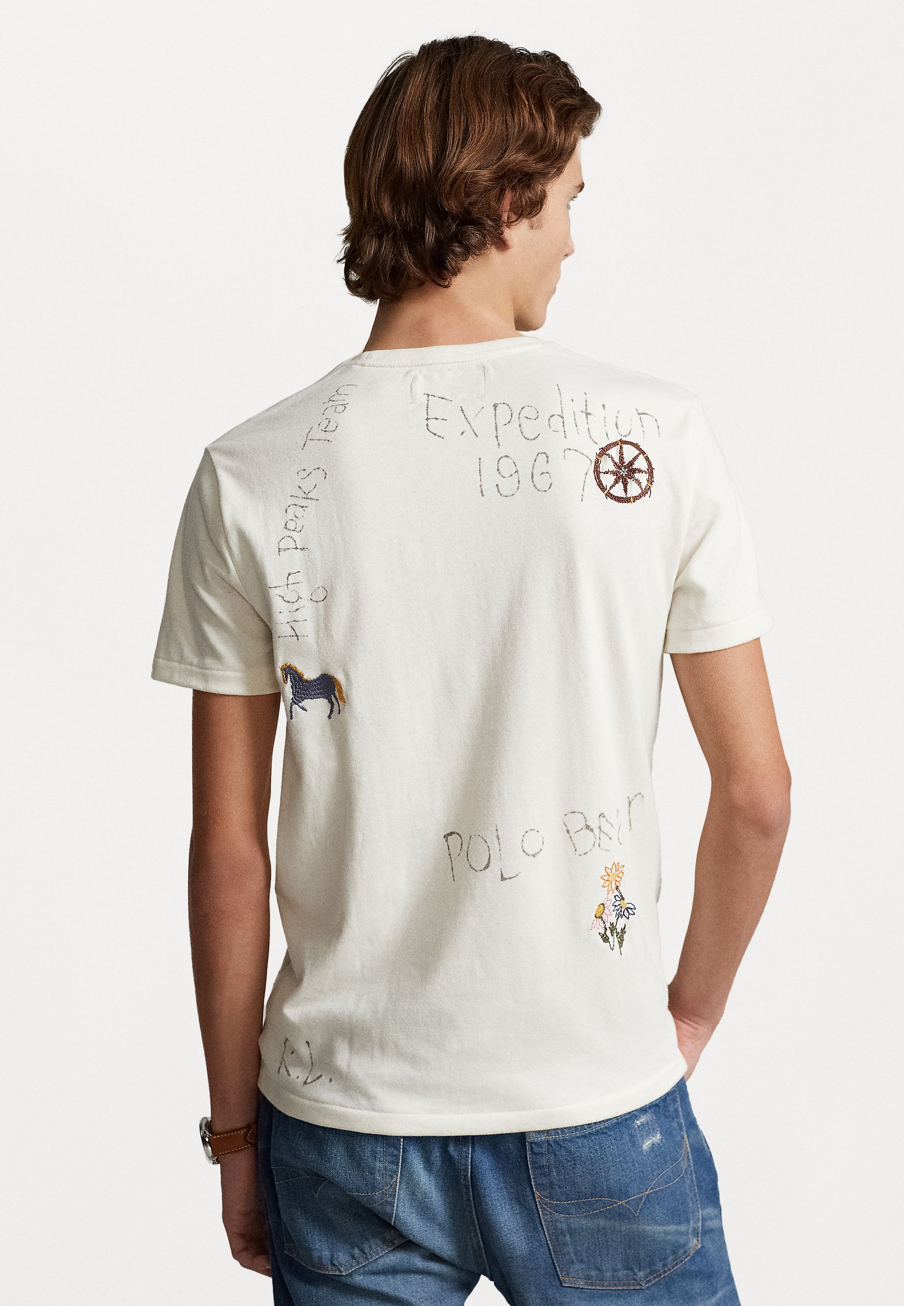 Polo Ralph Lauren CUSTOM SLIM FIT POLO BEAR JERSEY T-SHIRT - Print T-shirt - nevis/white