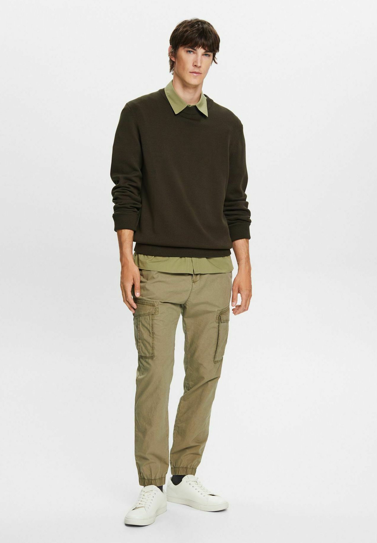 Esprit Jumper - dark khaki/khaki