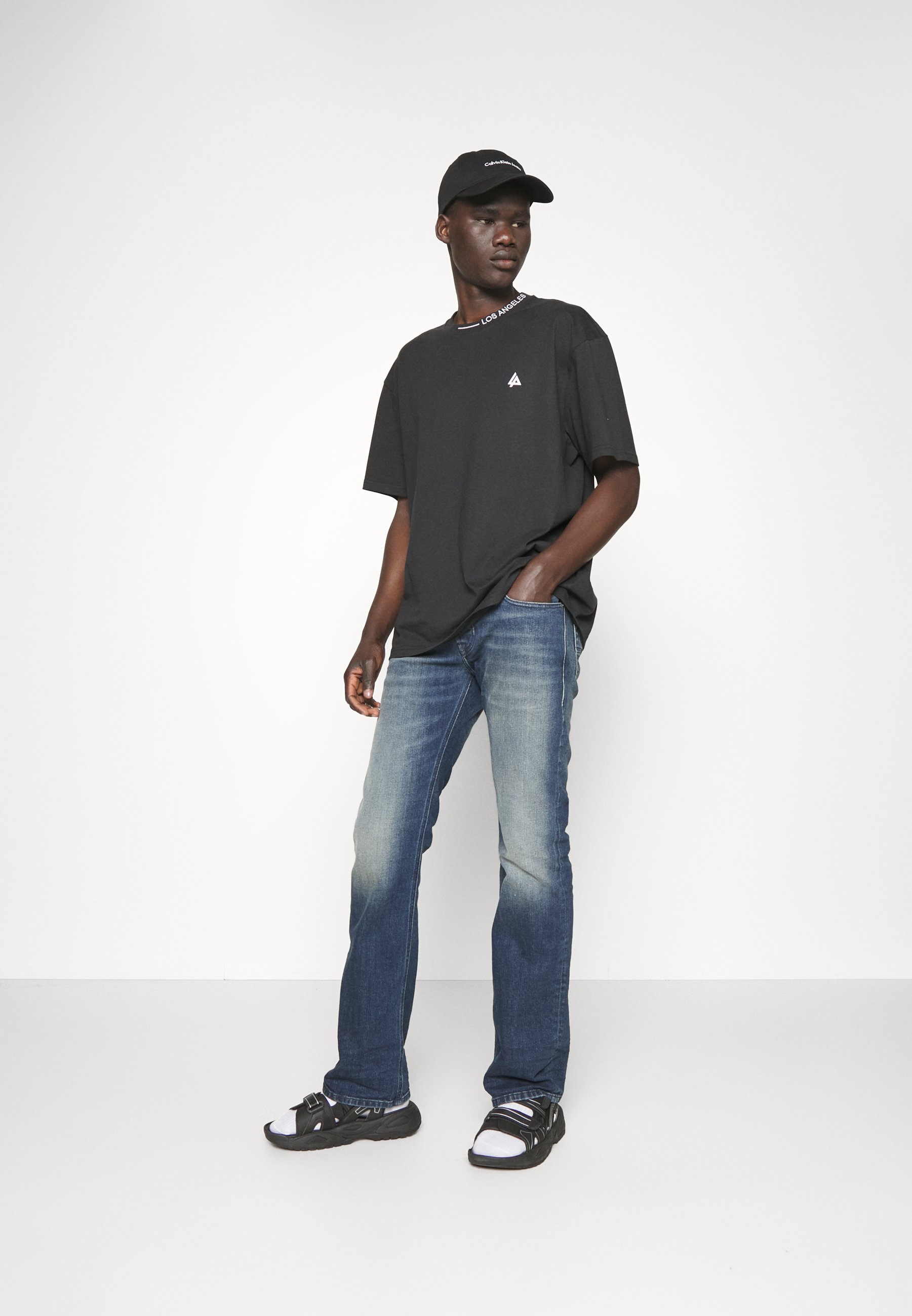 Diesel ZATINY-X - Flared Jeans - darkblue/dark-blue denim