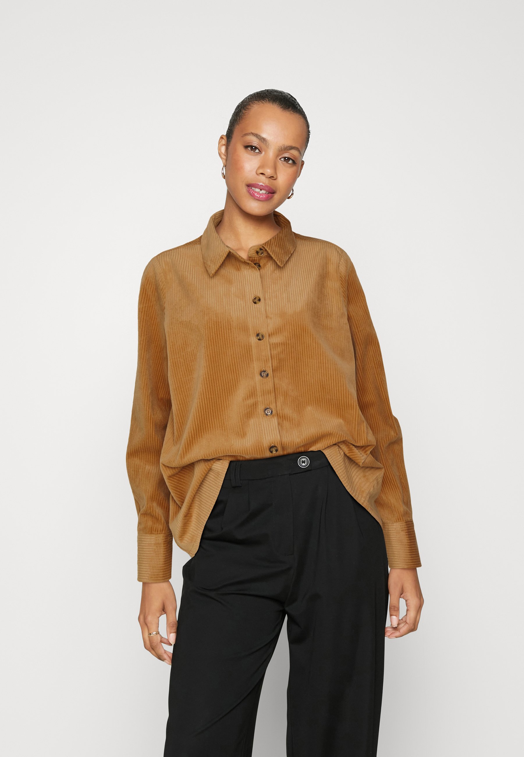 Vero Moda VMLINDA REGULAR  - Button-down blouse - tobacco brown/brown