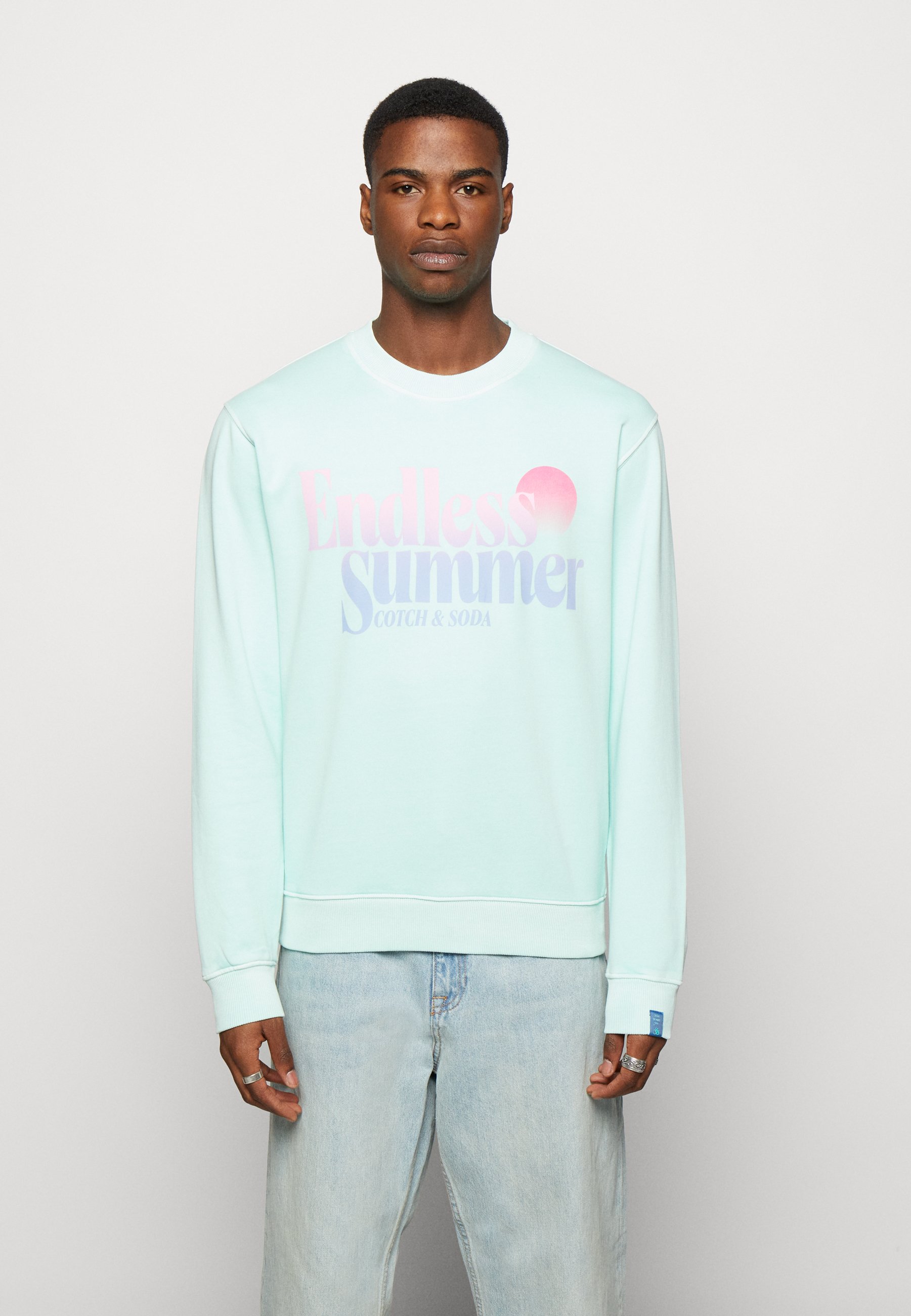 Scotch & Soda GARMENT DYED LOGO CREW  - Sweatshirt - bay/mint