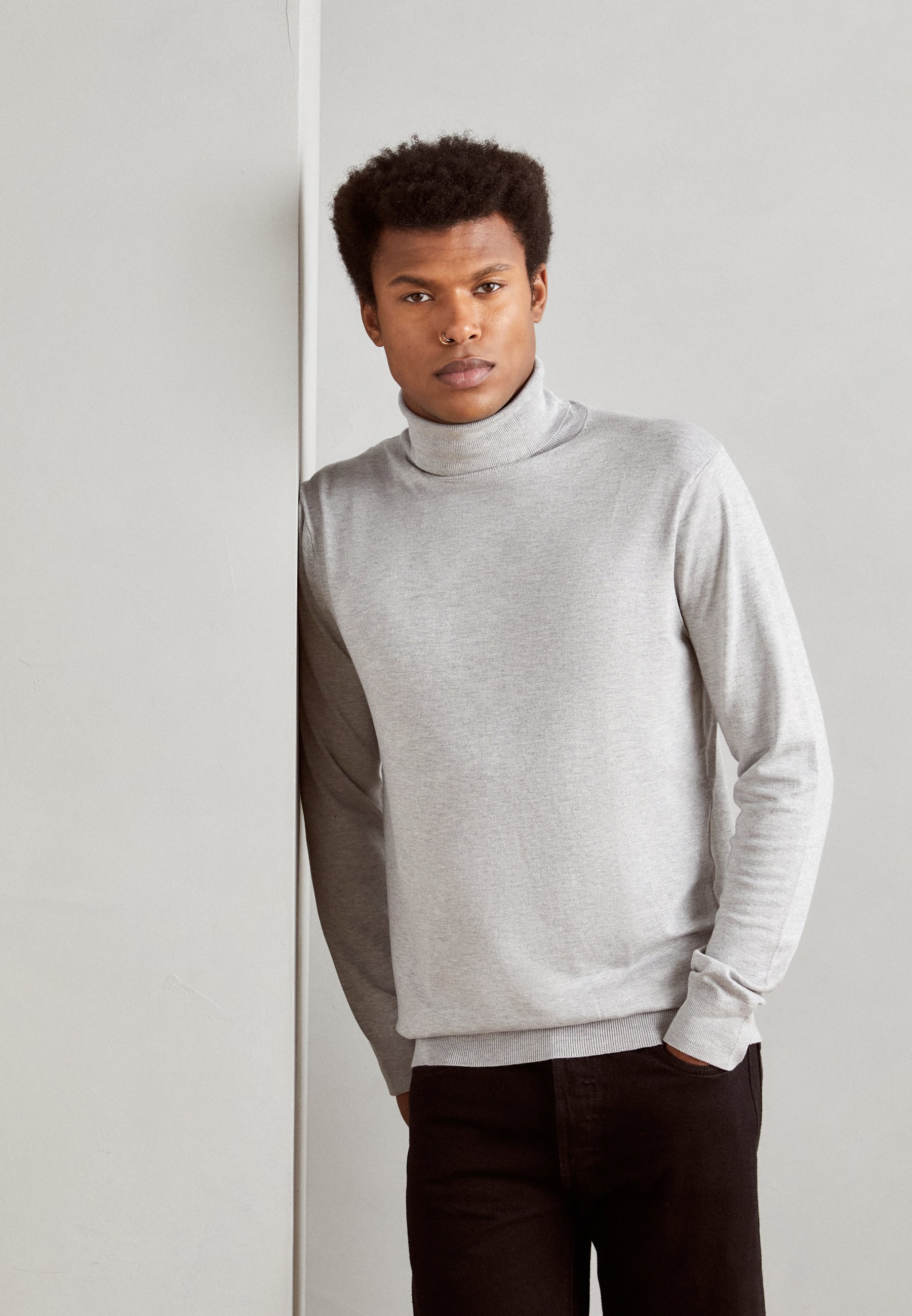 Scotch & Soda ESSENTIALS TURTLE  - Jumper - light grey melange/light grey