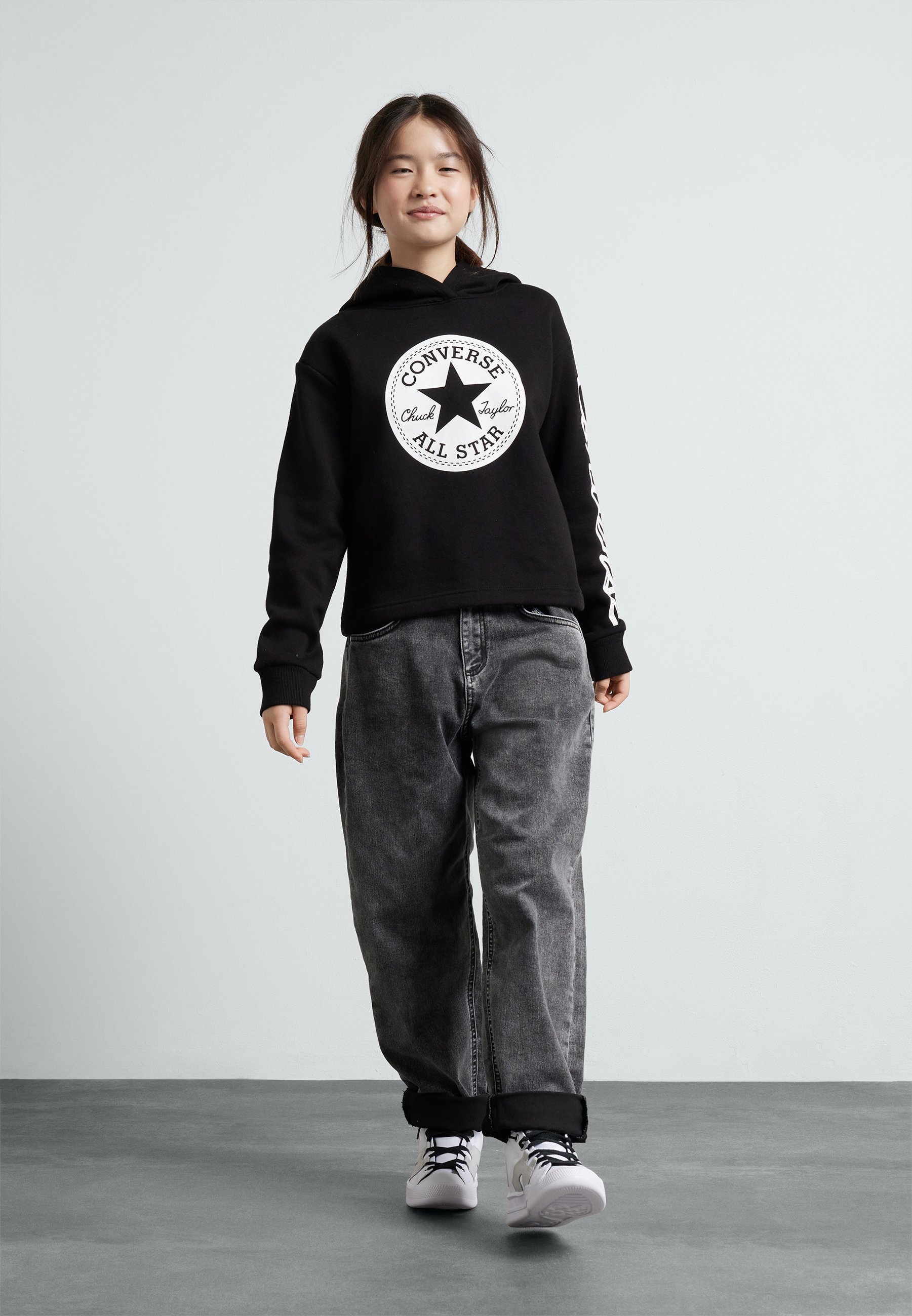 Converse CHUCK PATCH CROPPED HOODIE - Hoodie - black