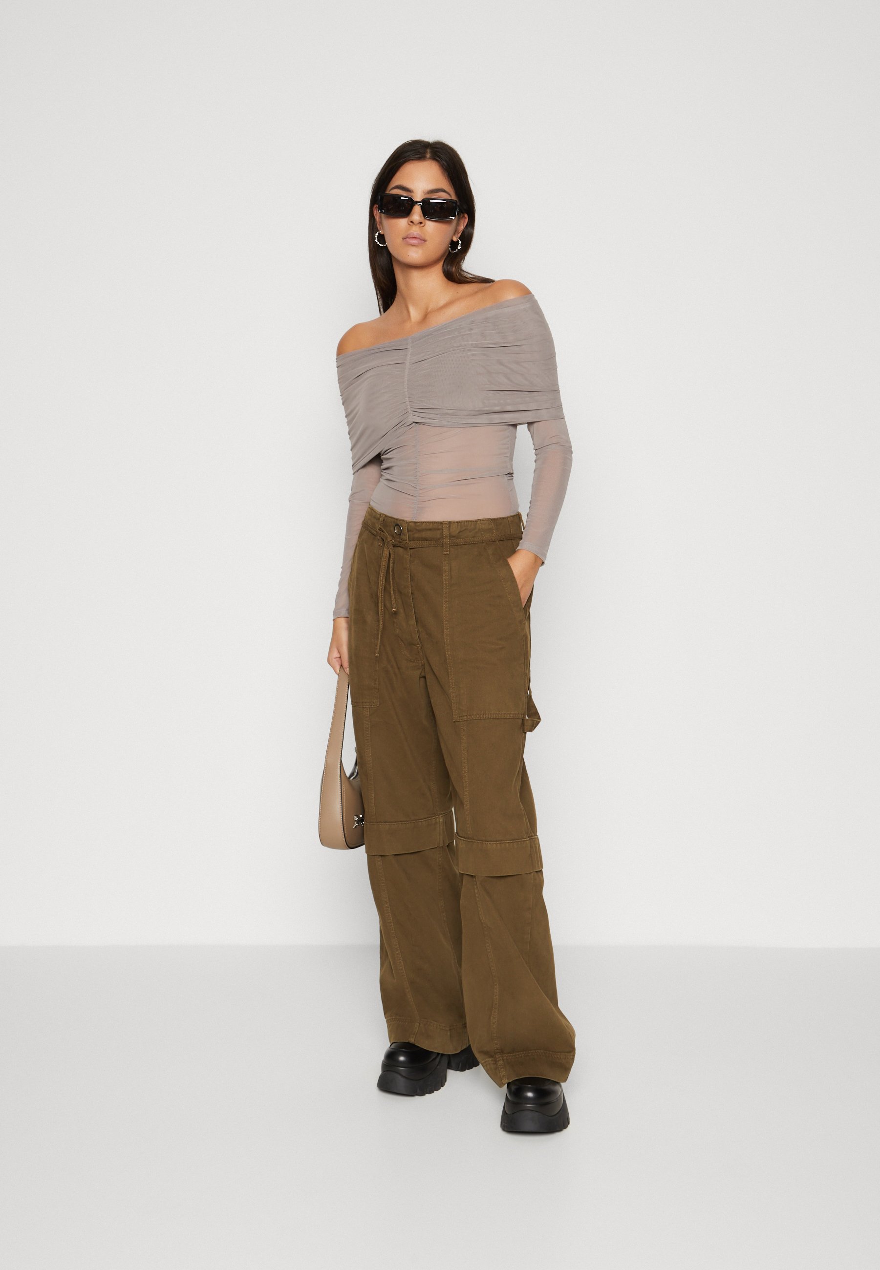 ONLY ONLMILAN OFFSHOULDER  - Long sleeved top - december sky/grey