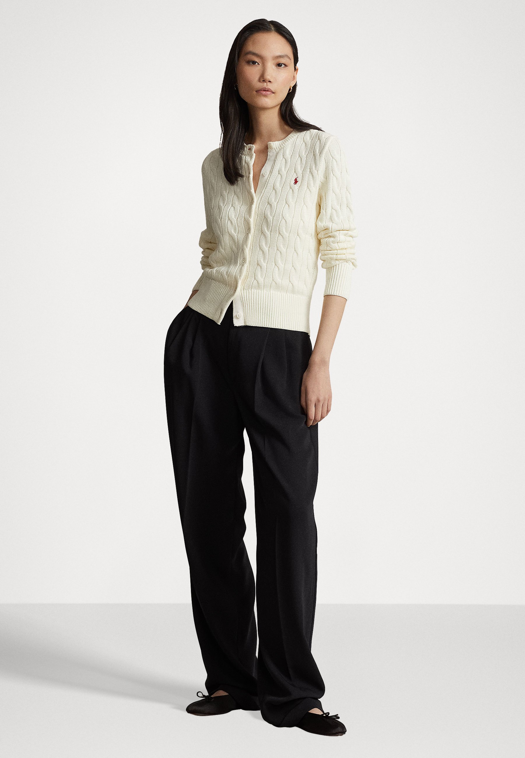 Polo Ralph Lauren LONG SLEEVE CARDIGAN - Cardigan - parchment cream/off-white