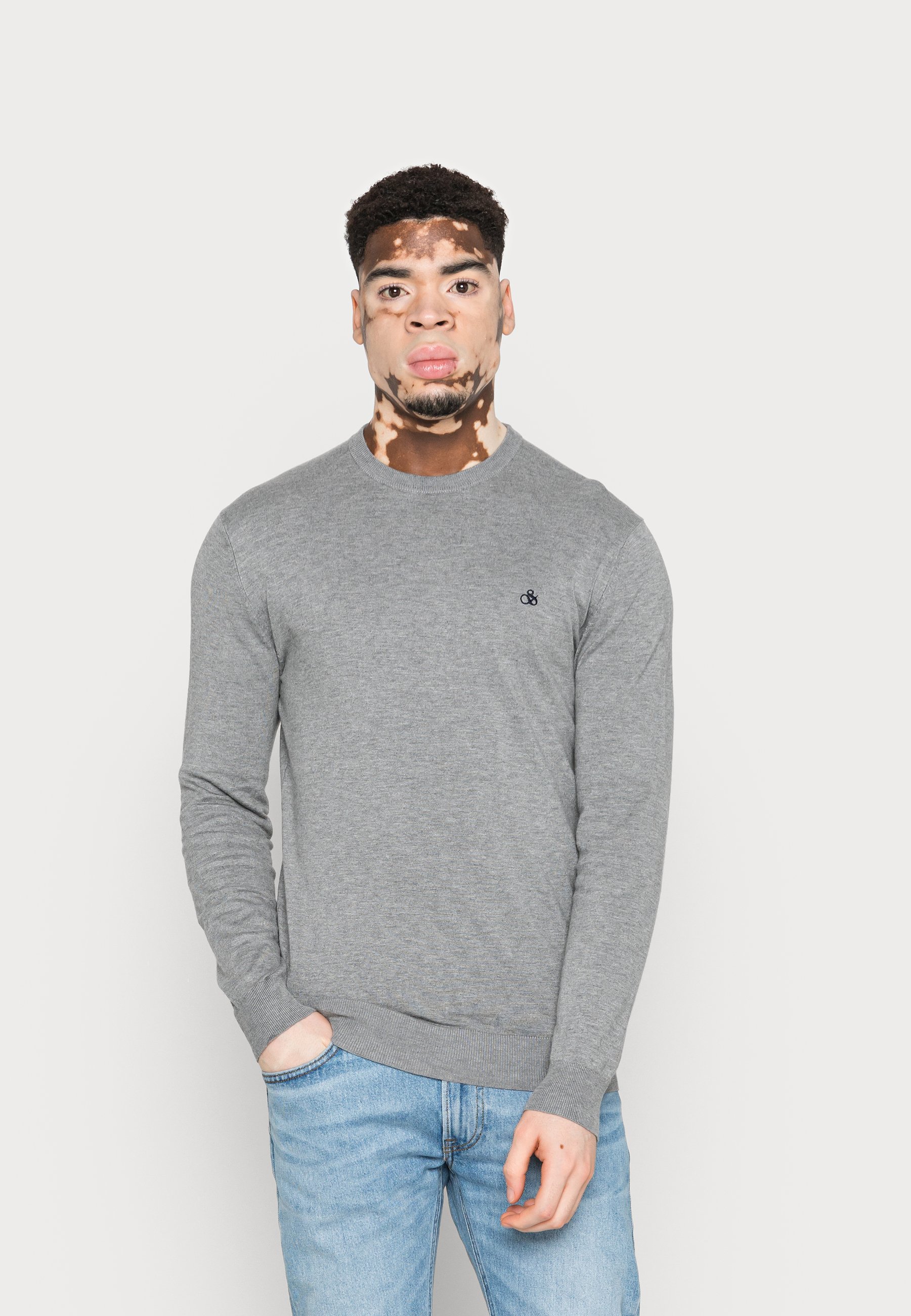 Scotch & Soda ESSENTIALS CREWNECK  - Jumper - grey melange/light grey