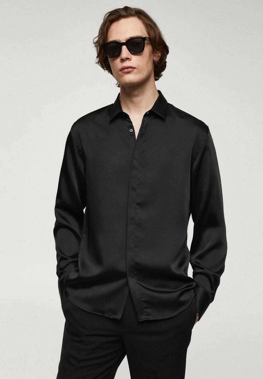 Mango SATINE - Shirt - zwart/black