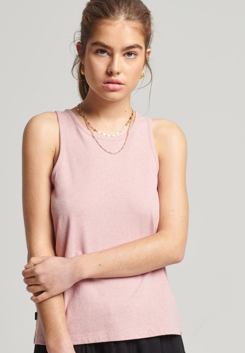 Superdry VINTAGE LOGO EMBROIDERED - Top - la soft pink marl/pink