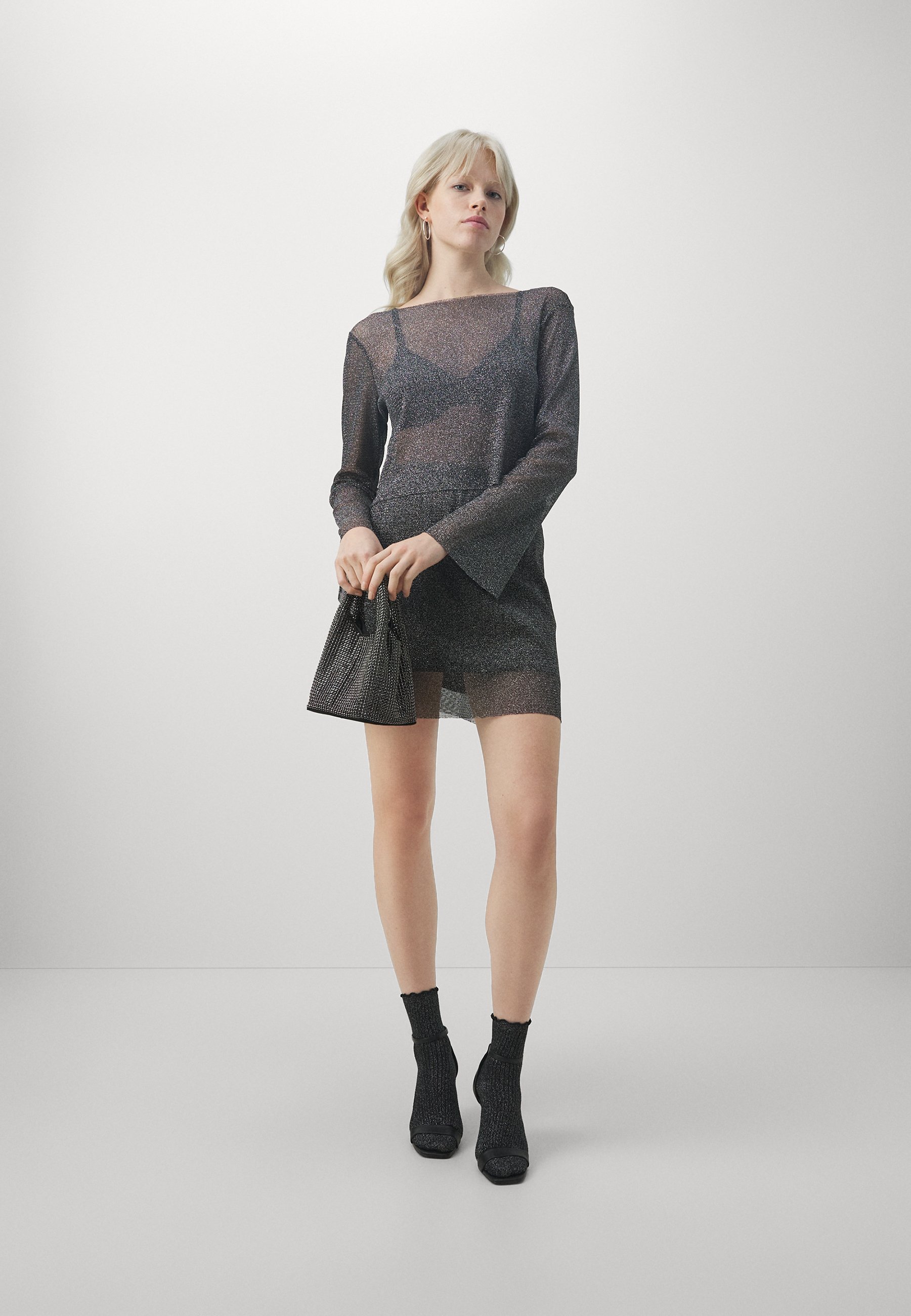 ONLY ONLMERLA GLITTER - Long sleeved top - black